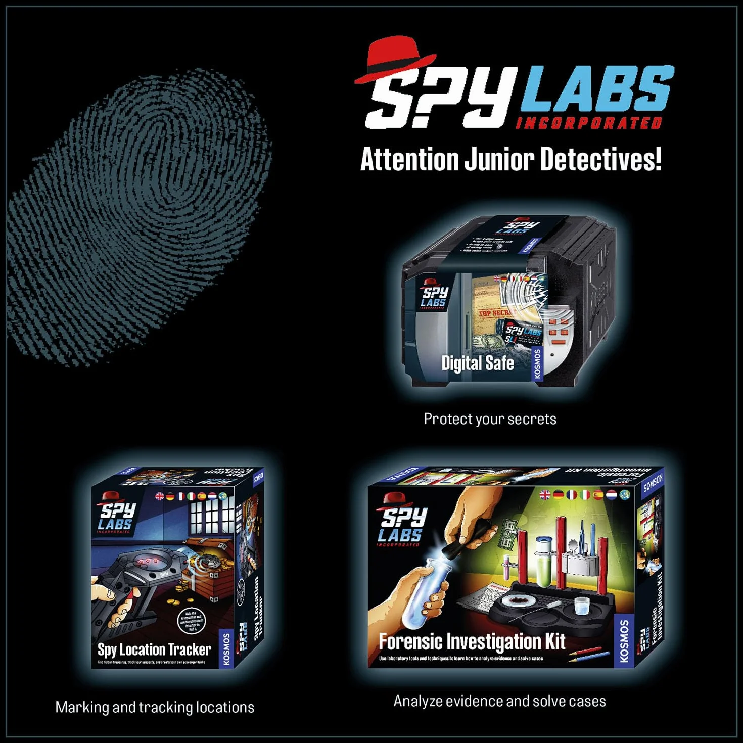 KOSMOS Spy Labs, Valigetta da detective, set di giocattoli da detective per bambini dagli 8