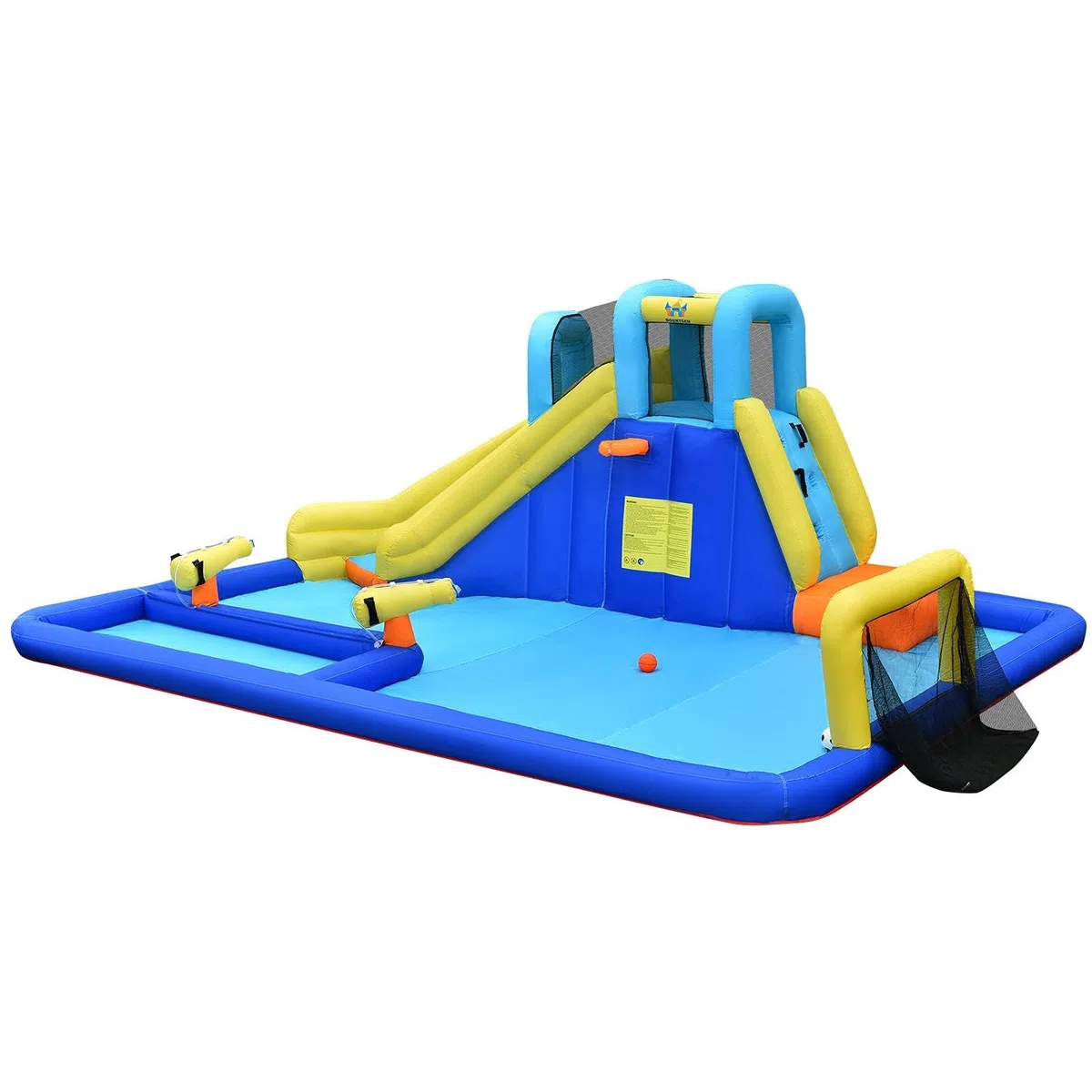 RELAX4LIFE Castello Gonfiabile per Bambini, Piscina Gonfiabile con Trampolino, Scivolo con Salita da Arrampicata e Sottopassaggio, Pieghevole da Esterno (MODELLO 11)
