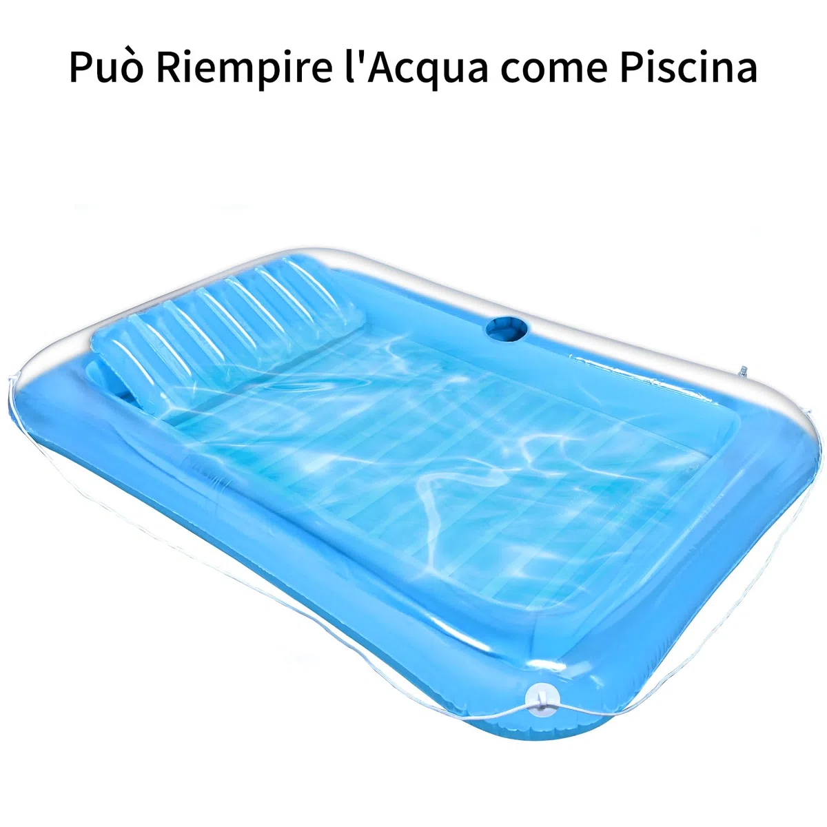 GOLDGE Materassino Piscina Gonfiabile 180 x 120 cm Lettino Galleggiante con Cuscino Portabicchieri per Adulti