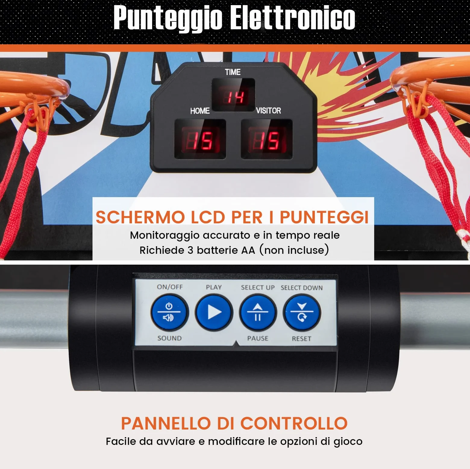 COSTWAY Macchina da Pallacanestro Elettronica, Canestro Basket da Camera a Doppio Tiro Pieghevole con Punteggio Elettronico, 4 Palle, 8 Modalità di Gioco e 2 Canestri (Bianco)