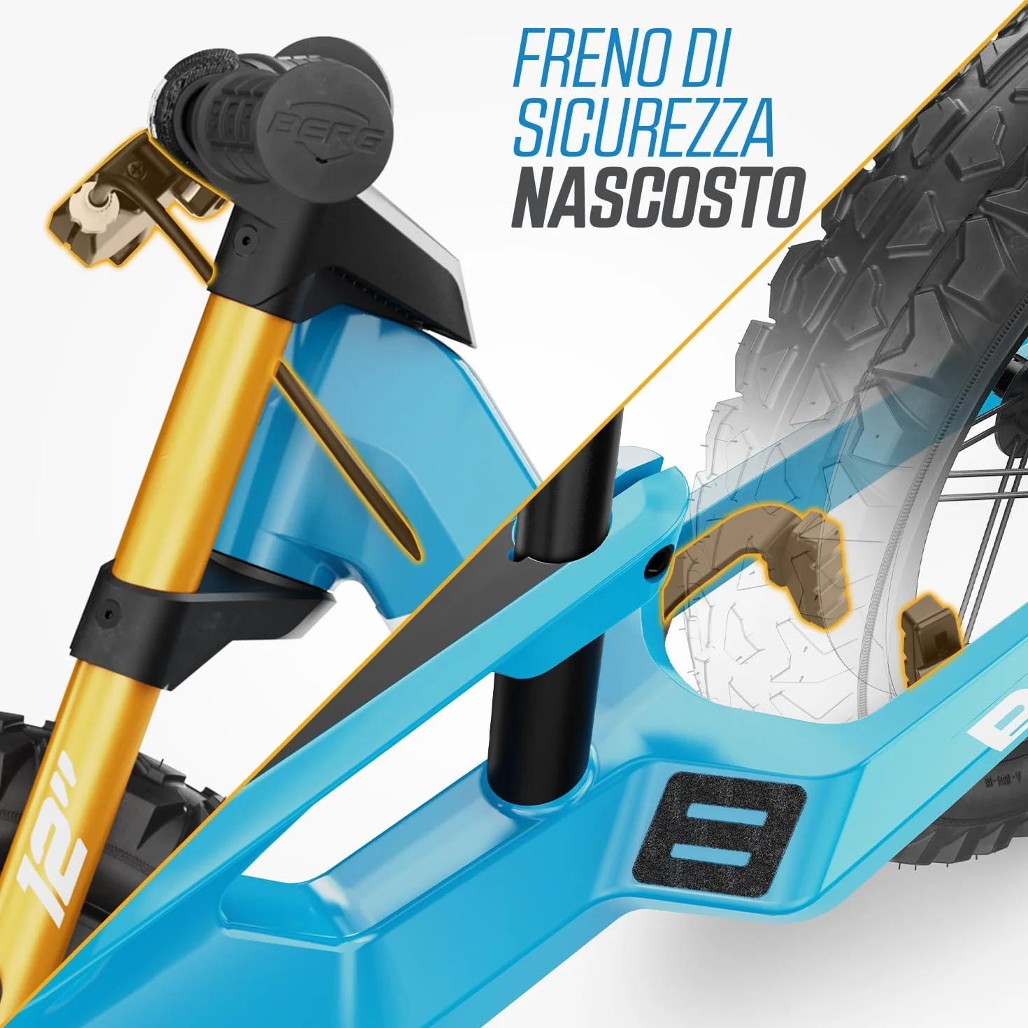 BERG Biky Cross - Bicicletta da 12 pollici, per ragazzi e ragazze dai 2 anni in su, con freno a mano, pneumatici ad aria, sella regolabile in altezza e telaio leggero in magnesio