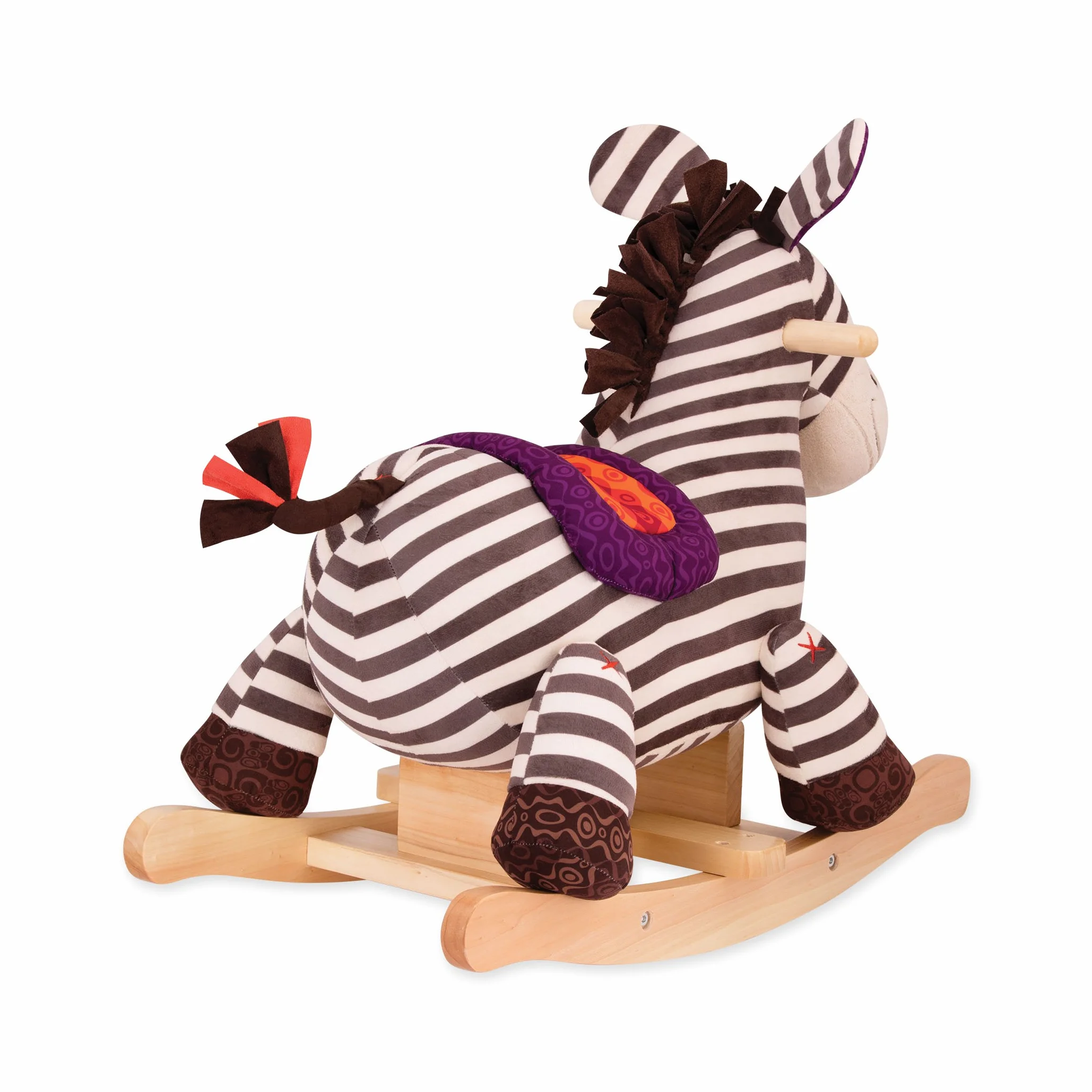 B. toys - Rodeo Rockers - Kazoo - Zebra a dondolo - Sedile comodo e dondoli in legno duro - Giocattolo per lo sviluppo del gioco attivo - Robusto e durevole - 18 mesi +