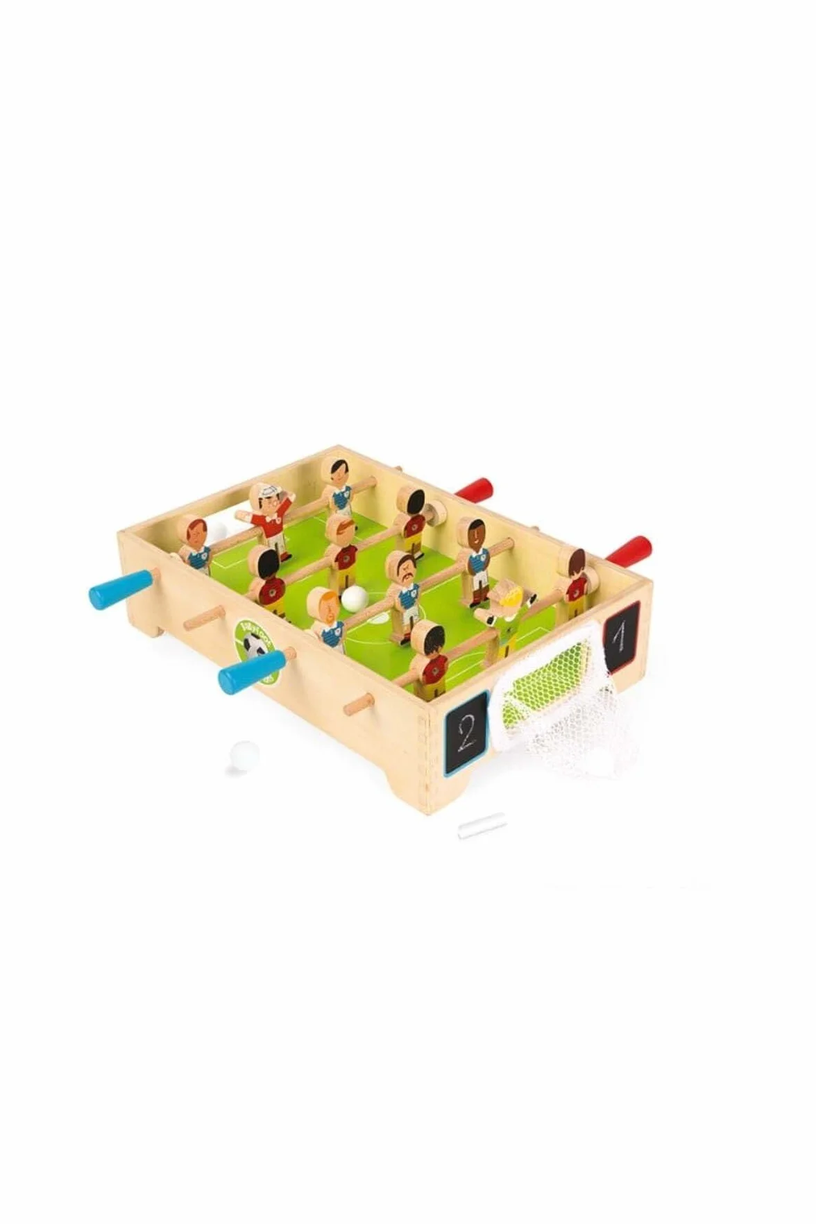 Janod - Mini Calcio da Tavolo in Legno Campioni - A Partire dai 3 Anni, J02070, Multicolore