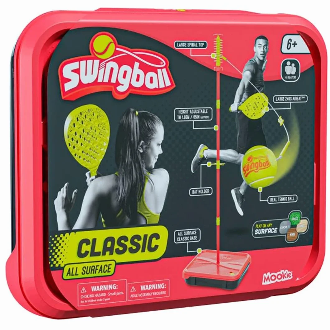 Swingball Classic all Surface, Rosso e Giallo, attività all'aperto, Tutte Le superfici di Base, Vera Palla da Tennis e 2 Pipistrelli, Adatto a Tutti i 6 Anni in su