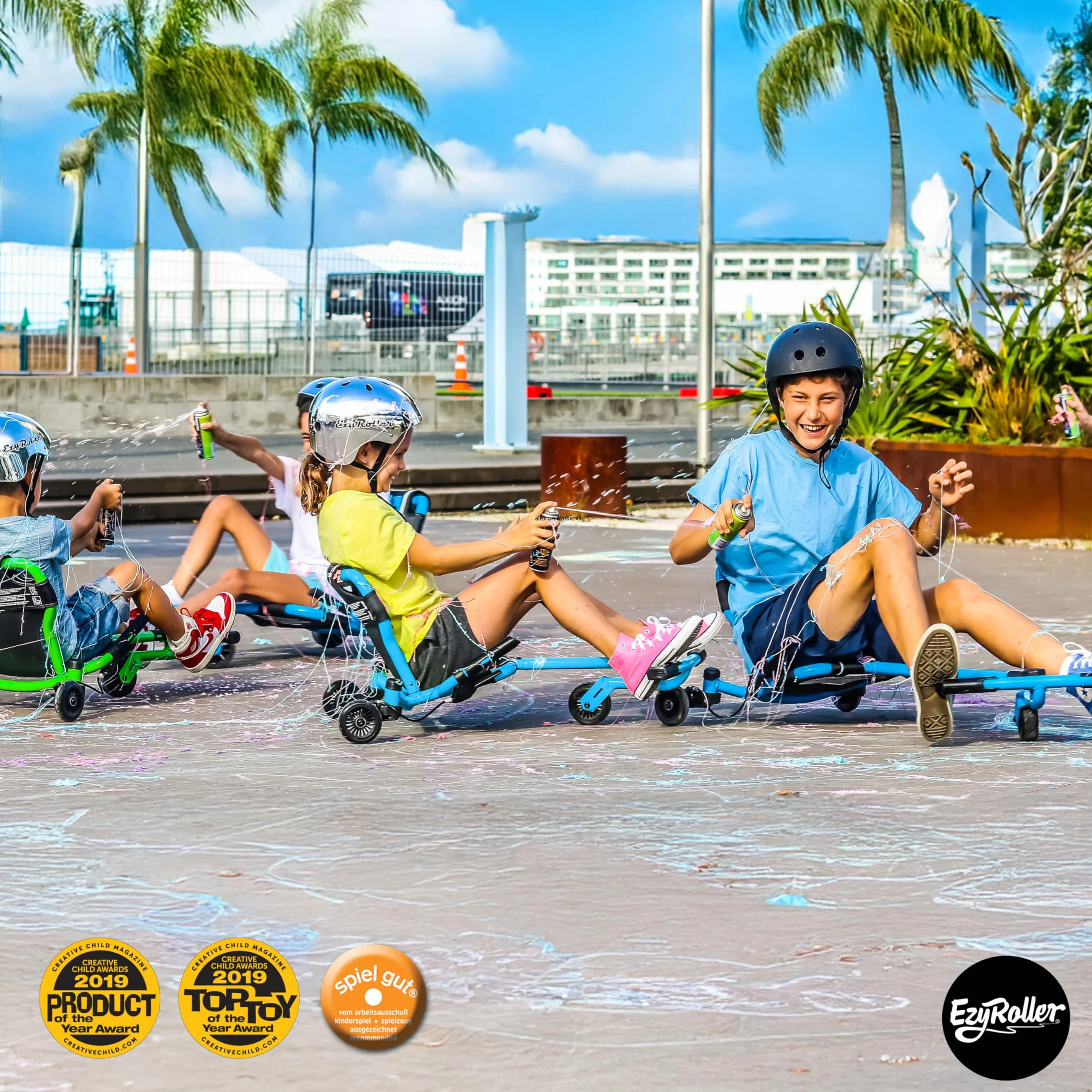 EzyRoller Drifter Pro X veicolo per bambini da 4 a 14 anni triciclo trike scooter a tre ruote veicolo divertente a tre ruote (bla)