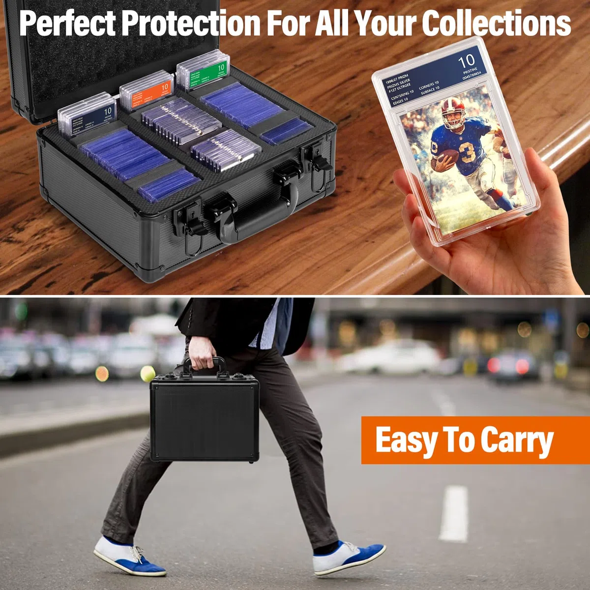 Valigetta Carte Gradate Custodia, Scatola Portaoggetti per Cartes Compatibile con Portacarte MTG PSA CSG SGC, Trading Card Holder Box per Carte Sportive, Top Loader e One Touch (Large)