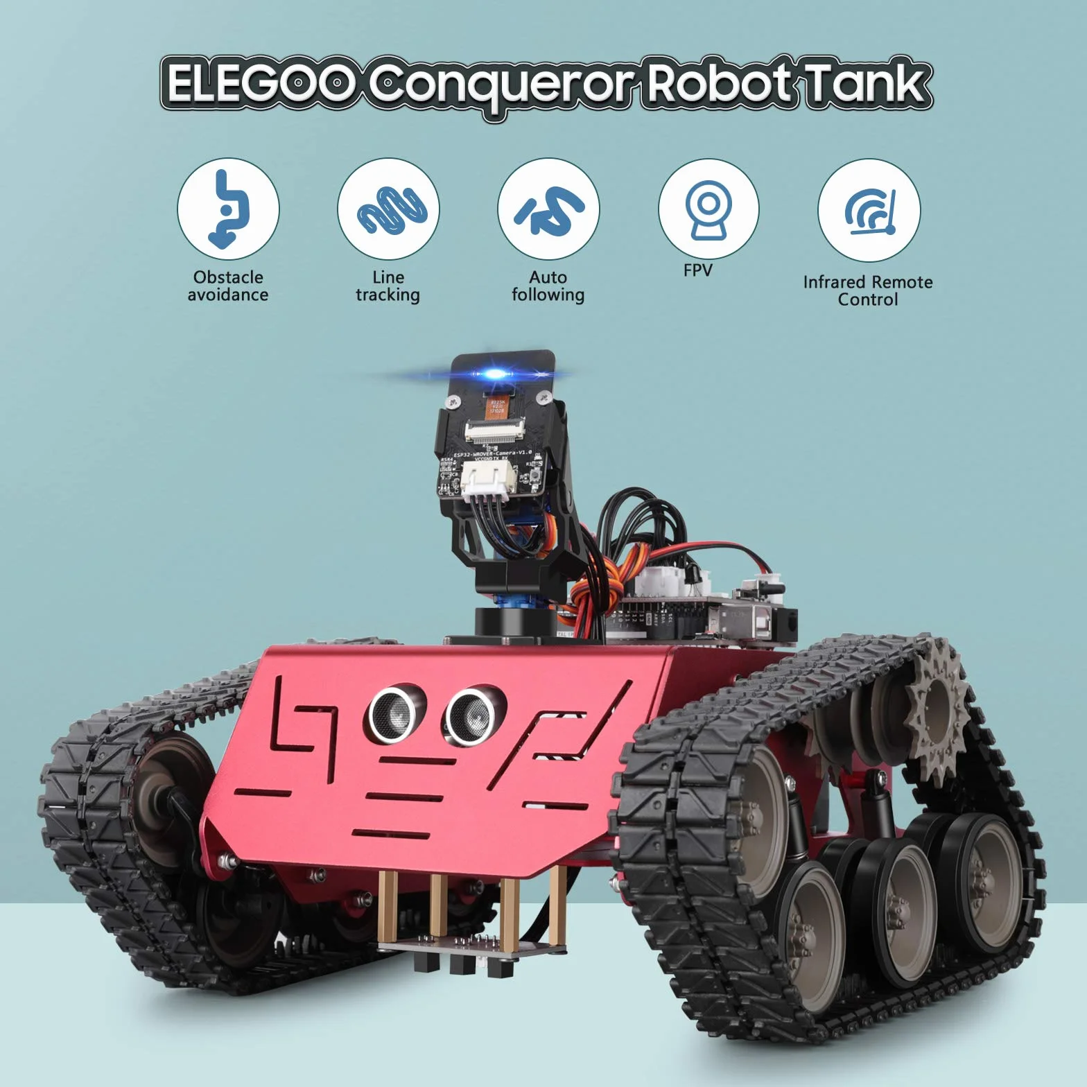 ELEGOO Robot Bambini Carro Armato Robotico Kit Programmabile Compatibile con Arduino, Robot Giocattolo Intelligente per Bambini 8+, Tracciamento Lineare, Modalità FPV, Kit Costruzione Educativo STEM