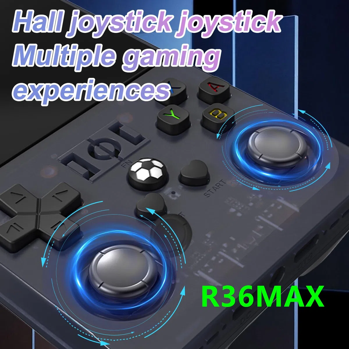 Console portatile R36MAX, 64 GB con 20.000 giochi, console portatile per videogiochi, schermo IPS da 4 pollici, oltre 30 emulatori e sistema Linux con custodia (Nero, 64, GB)