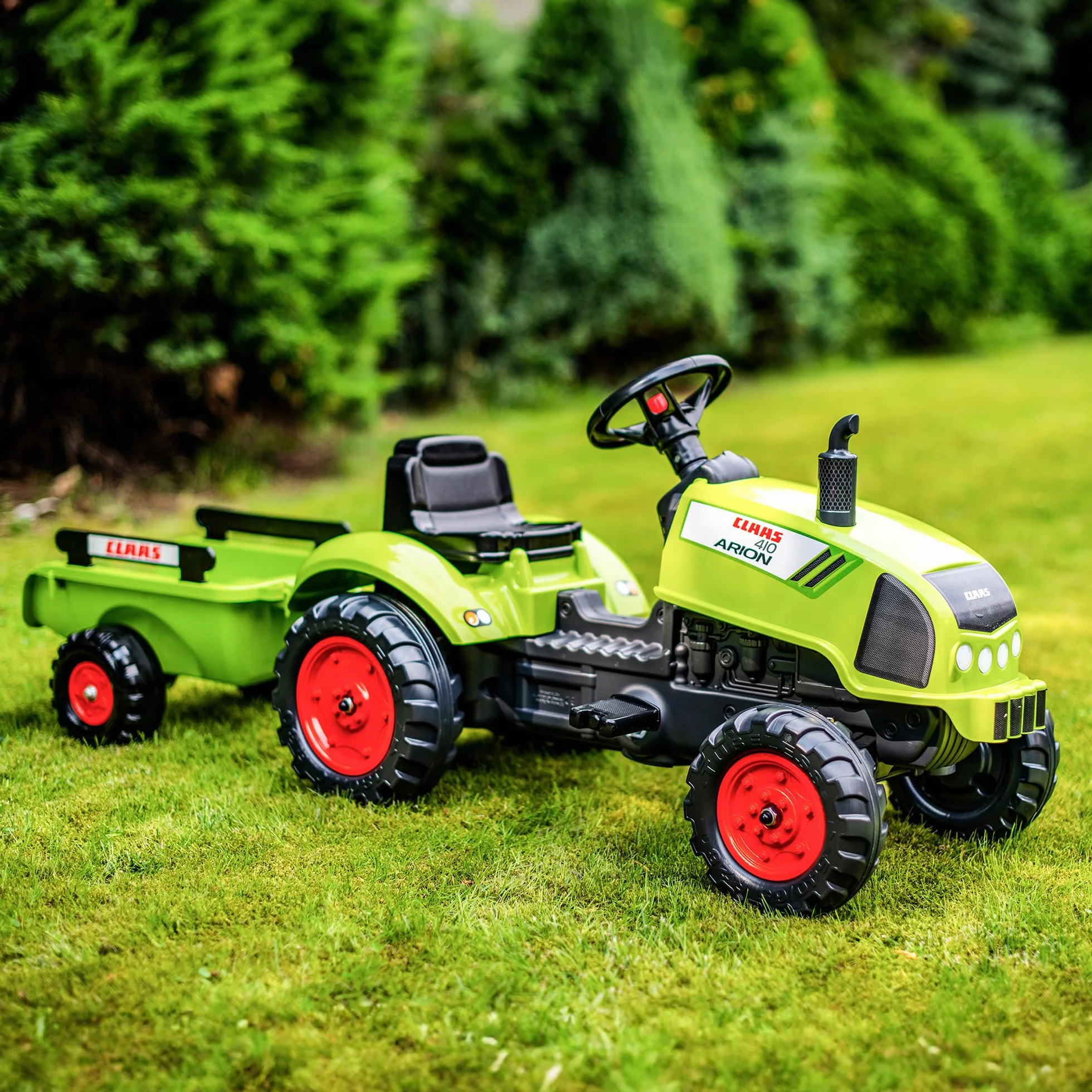 FALK - Trattore e rimorchio a pedali Claas - Da 2 anni - Made in France - 50% plastica riciclata - 2041C
