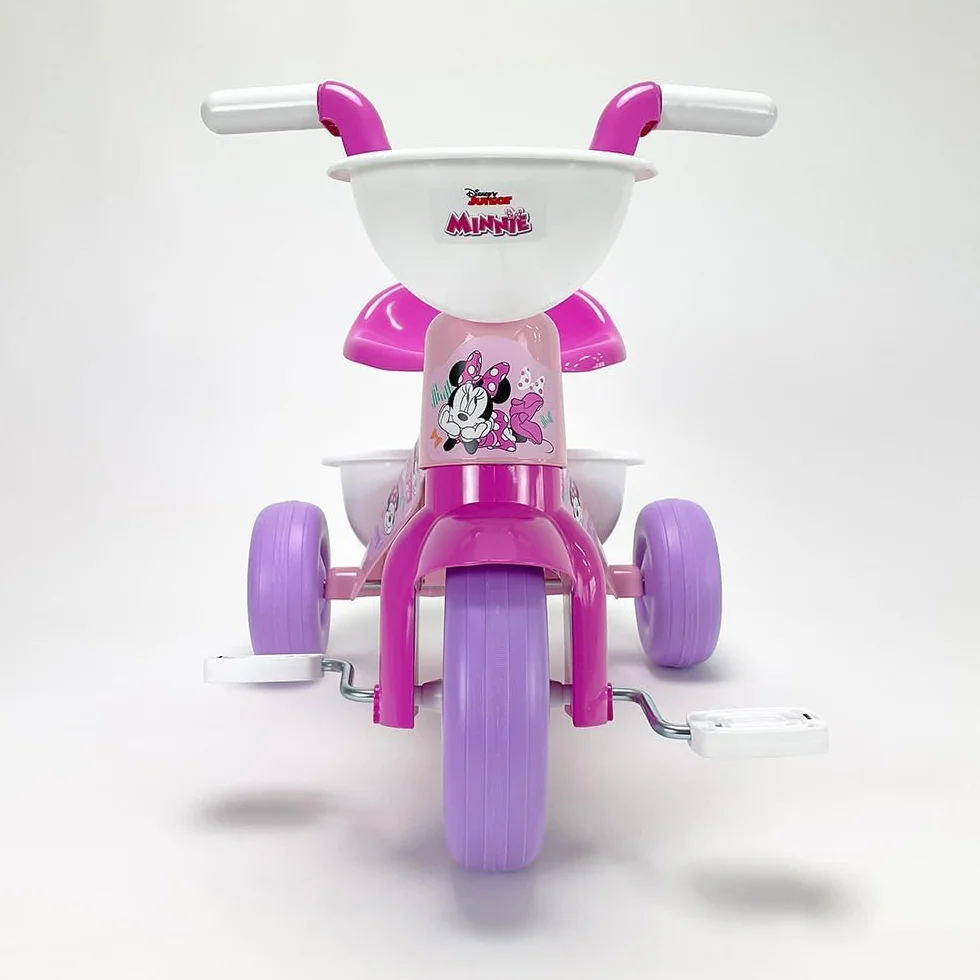 Triciclo primipassi Minnie Disney bici a tre ruote per bambini da 1 a 3 anni triciclo con pedali e cestino portagiochi