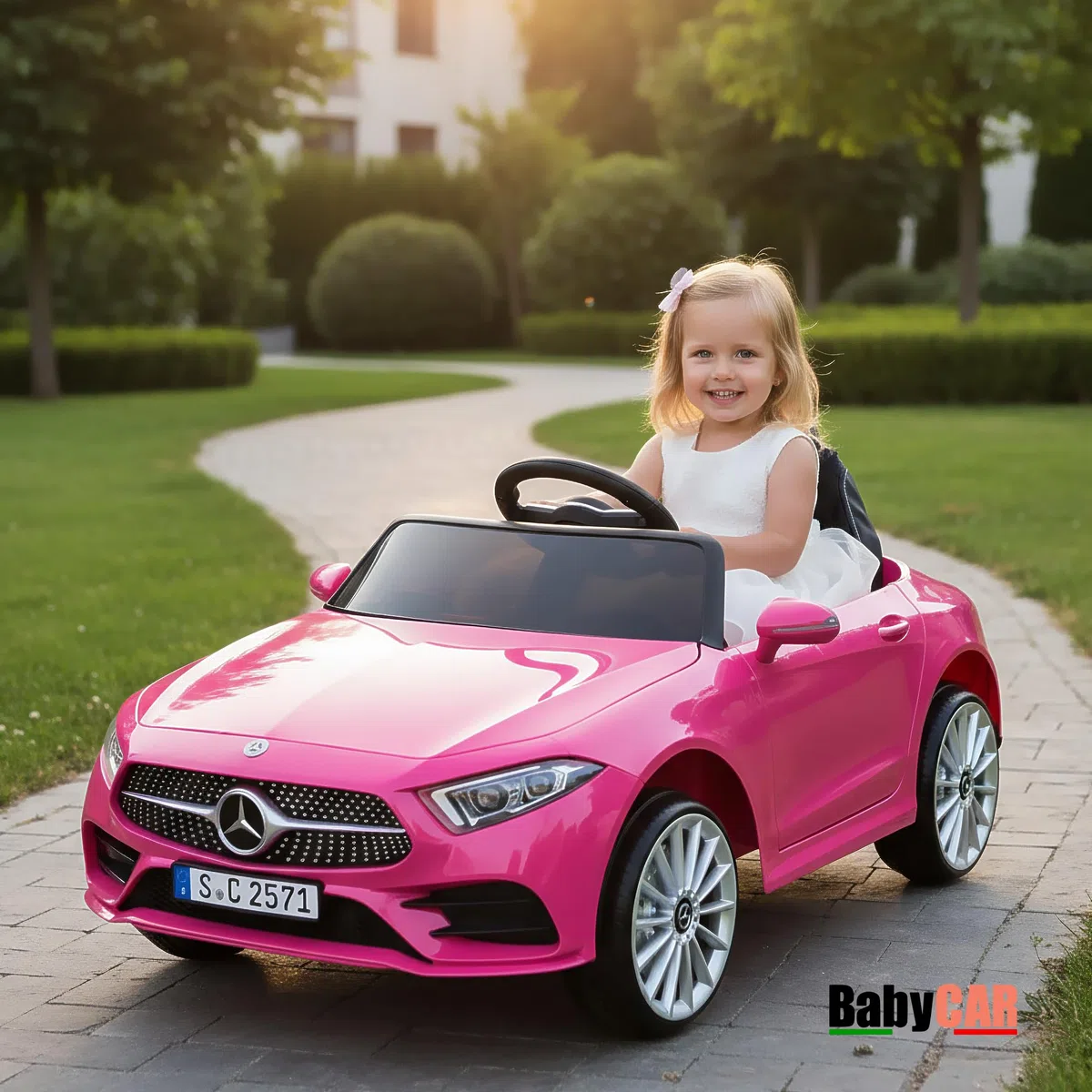 BabyCar Mercedes CLS 350 AMG Macchina Elettrica per Bambini 12V 2 Motori 25W Telecomandata Sedile in Pelle Porte Apribili MP3 USB Licenza Ufficiale Rosa