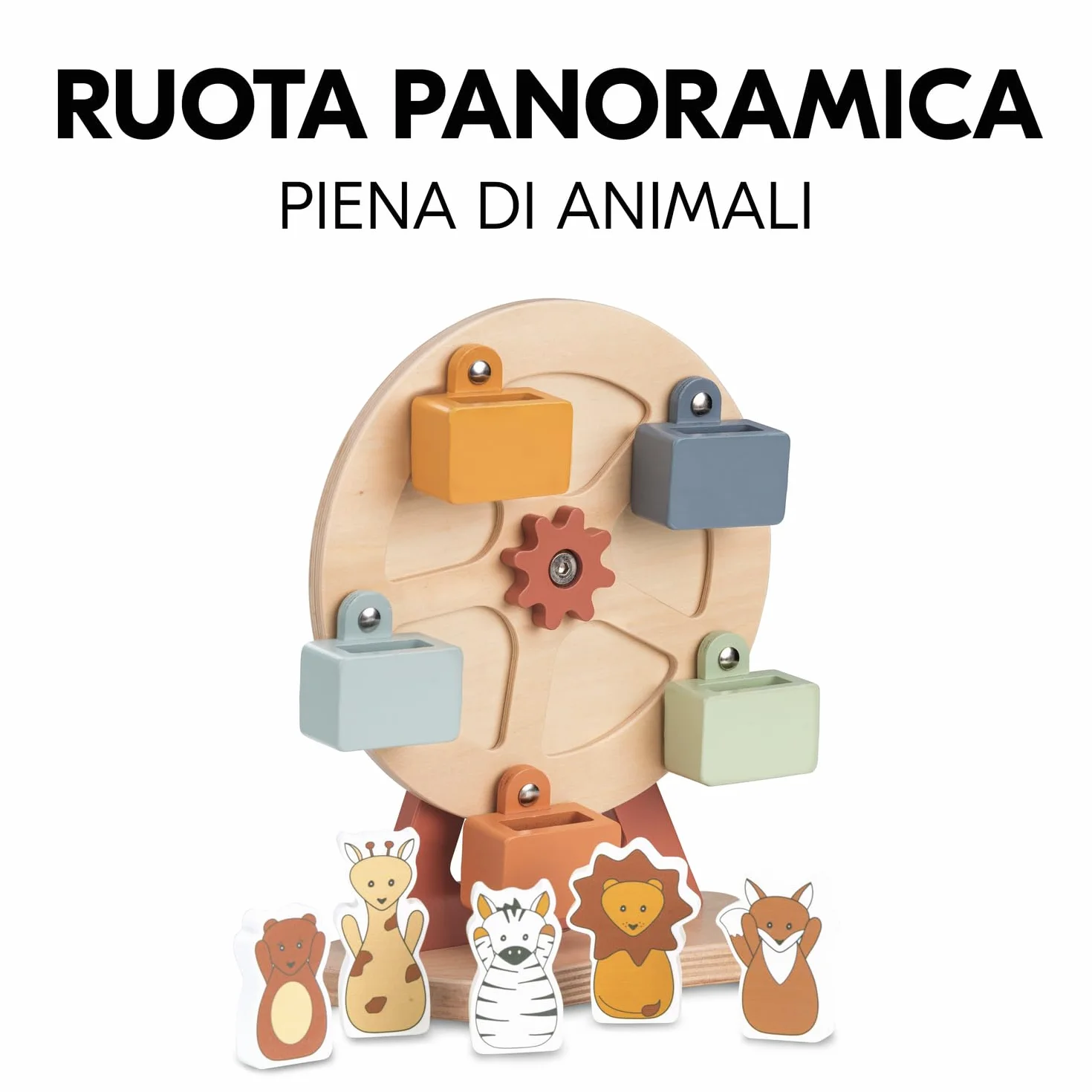 Hauck Play Fun Fair S Ruota Panoramica Gioco Neonato - Combinabile con Vassoio hauck Play Tray per Seggiolone Pappa Alpha+, Beta+ e Arketa - Aiuta la Coordinazione Occhio-Mano, Dai 12 Mesi - Animali