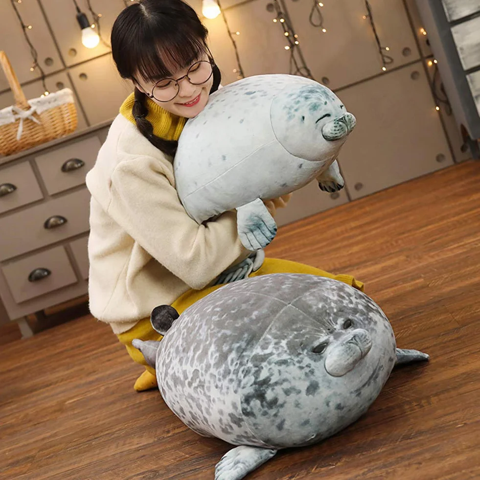 Cuscino di Peluche con foca Carina con Corpo paffuto, Realistico Ripieno di Vita Marina Sigillo Morbido Cuscino di Bambola per Bambini Giocattoli Regalo di Compleanno, 60CM