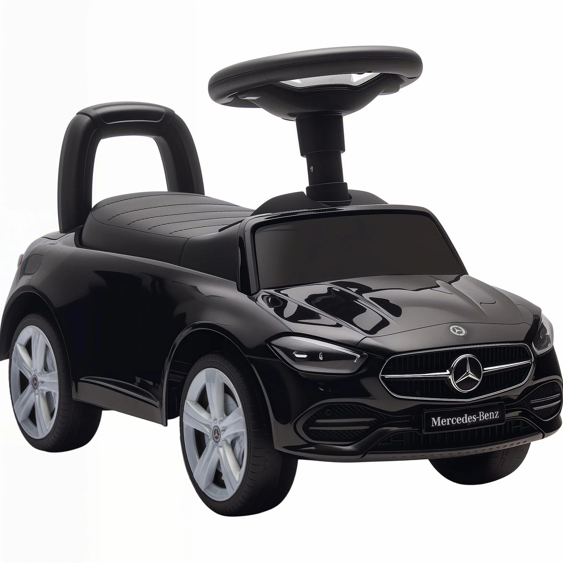 AIYAPLAY Macchina Primi Passi per Bambini Licenza Mercedes Benz con Clacson e Spazio Portaoggetti, Auto per Bambini in PP e Acciaio, 65x28x39 cm, Nero