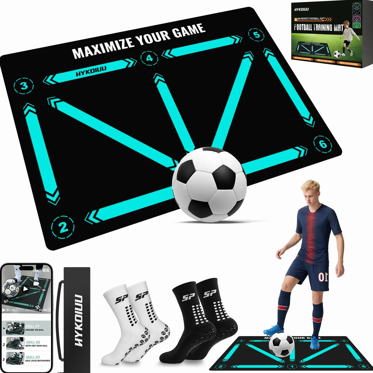 Tappeto Calcio Allenamento con Video Inclusi Tappetino Agilità Accessorio Regalo Bambini