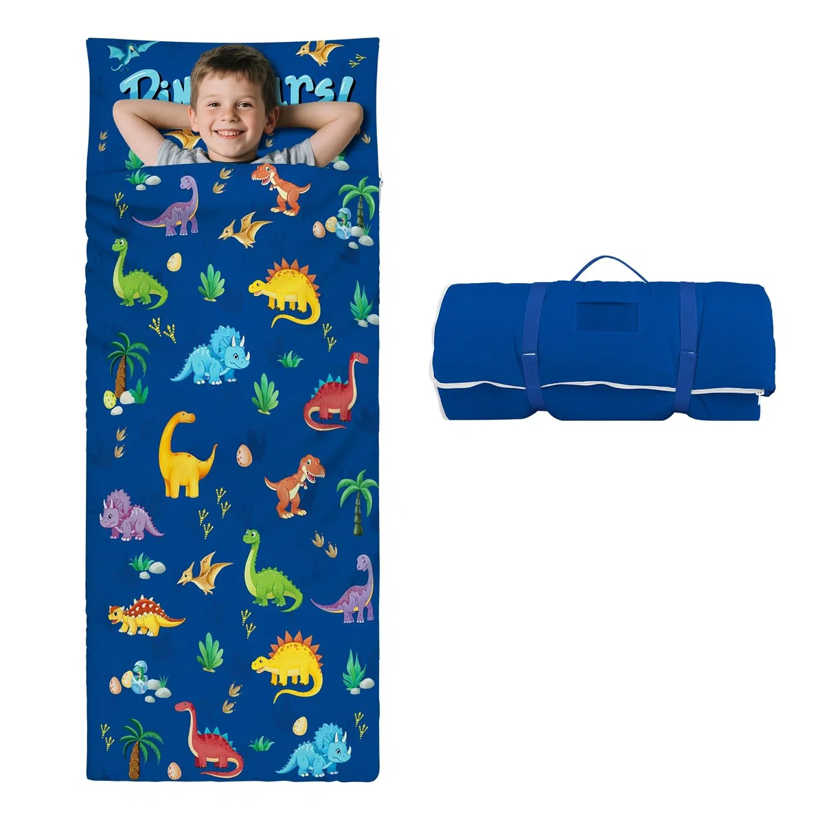 decalsweet Sacco a Pelo Bambino con Rimovibile Cuscino, Nap Mat per Bambini Pieghevole per Ragazze Ragazzi, Nap Mats con Doppia Cerniera per Campeggio, Scuola Materna e Asilo, 150×60cm
