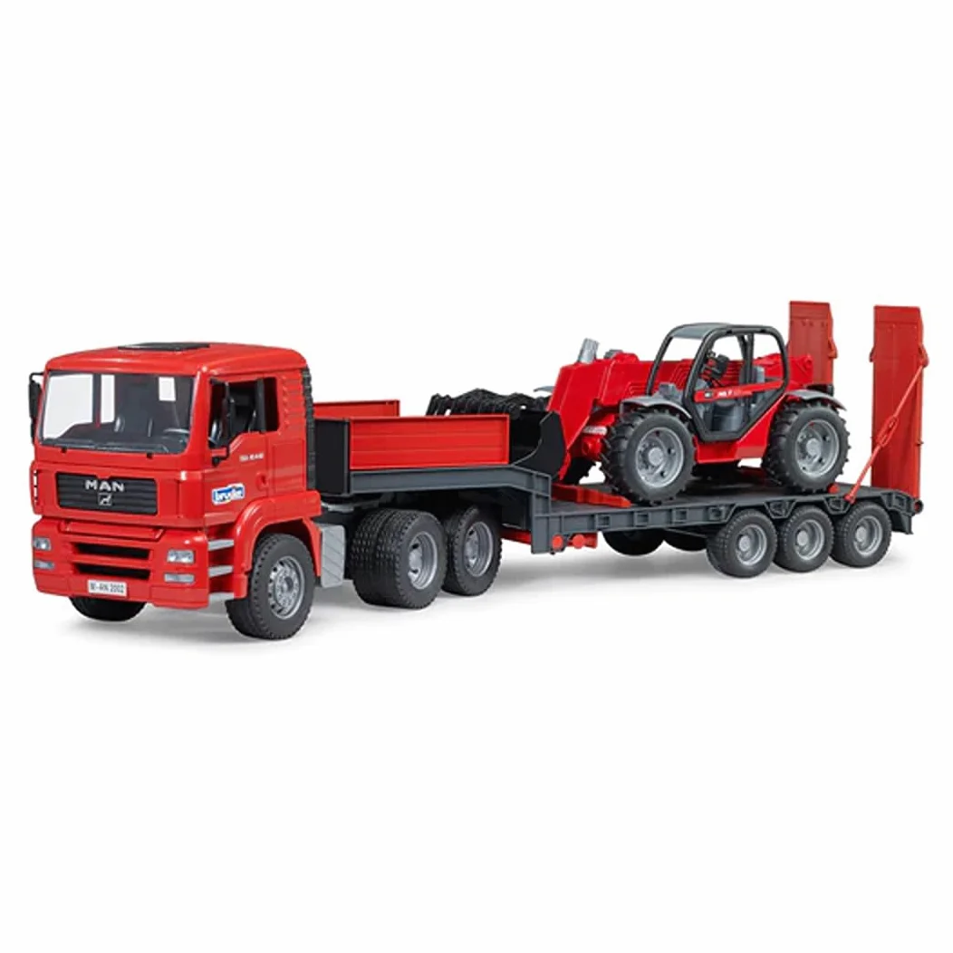 Bruder 02774 MAN TGA Caricatore basso con pala telescopica Manitou MLT 633, Camion giocattolo 3+