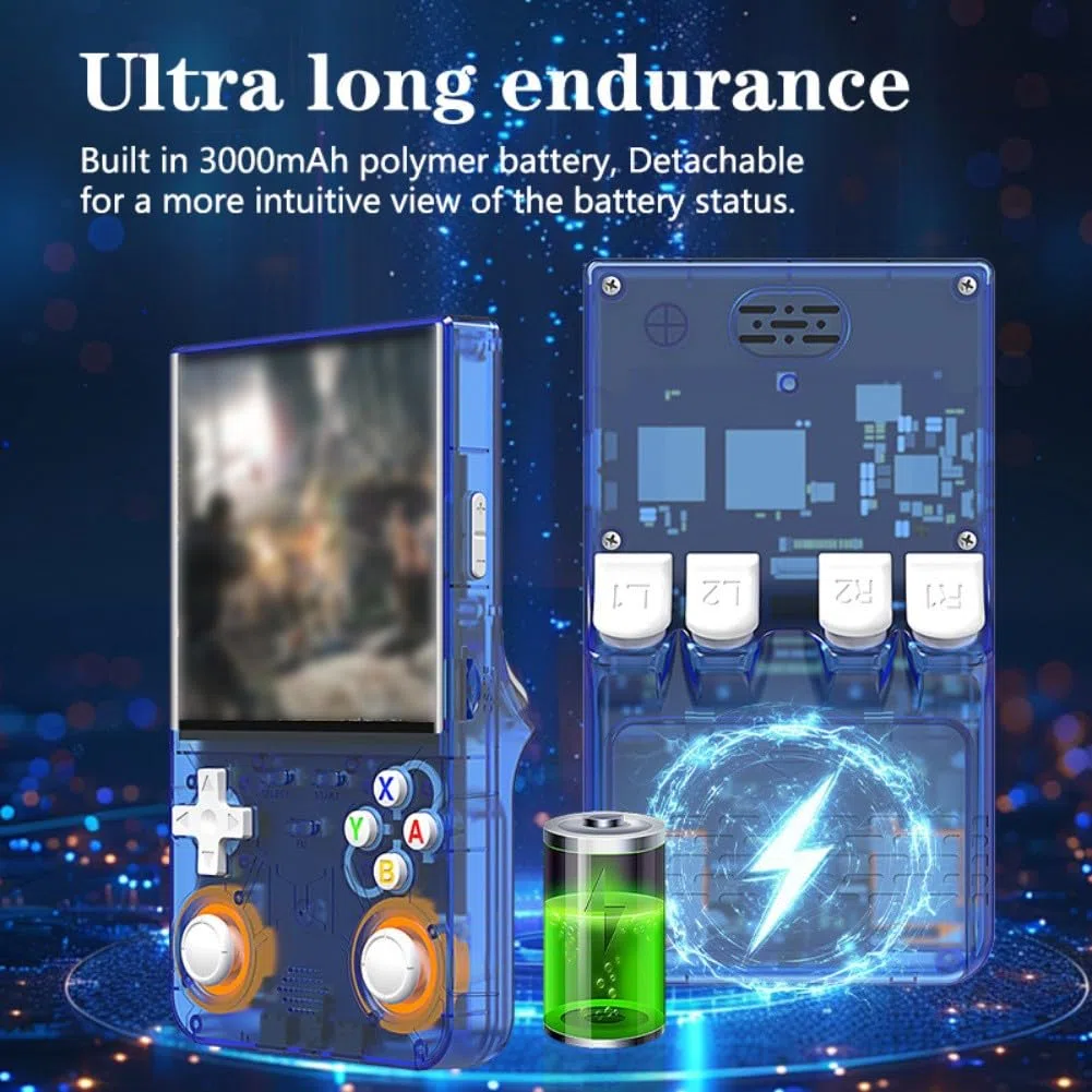 R36 Ultra Console di gioco portatile da 128 GB Display HD da 4 pollici con design retrò per viaggi e viaggi (blu)