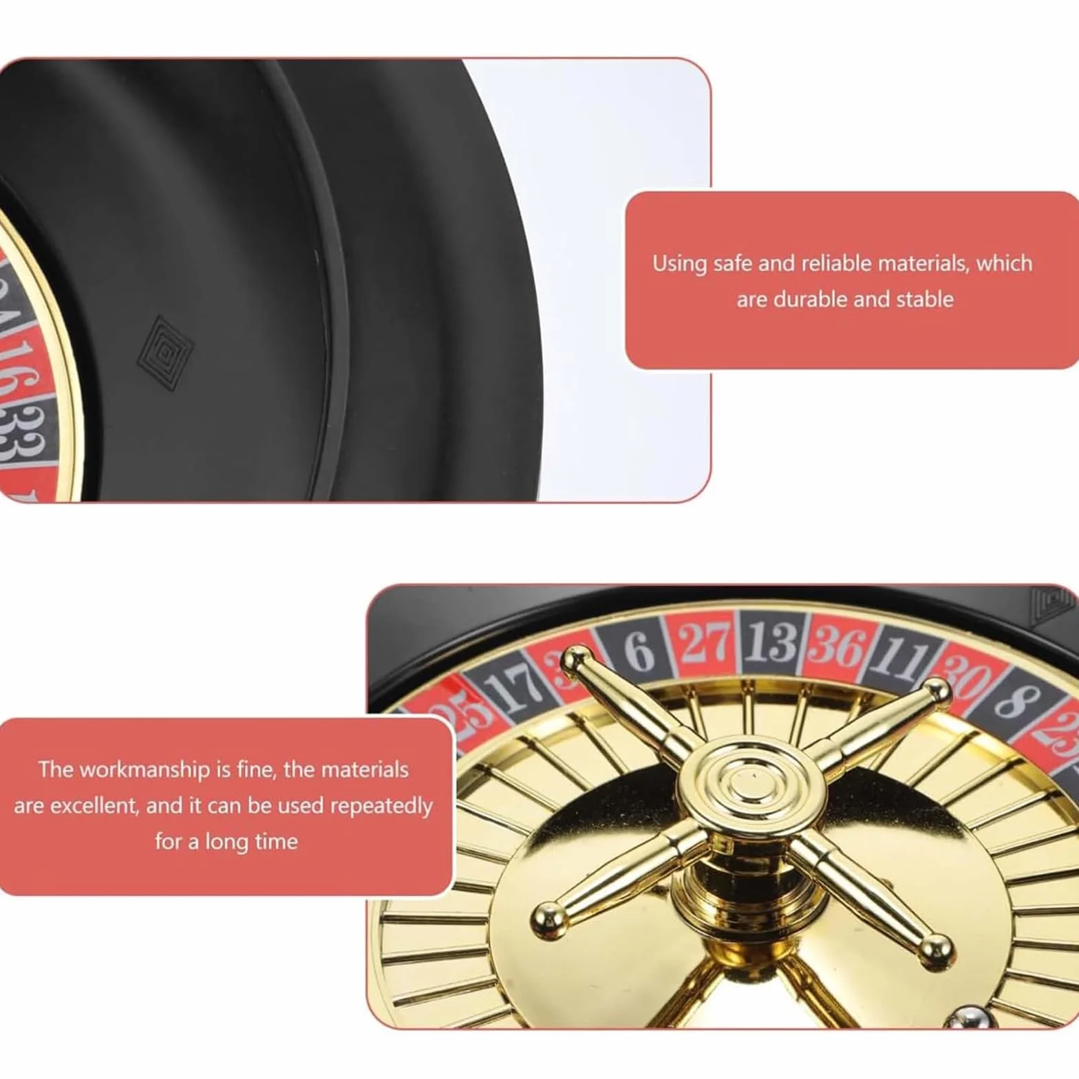 Generico Roulette Portatile per Casinò Ruota della Roulette in Legno Piatto Rotante Cuscinetti di Precisione di qualità del Casinò Torretta in Ottone Cromato Azione