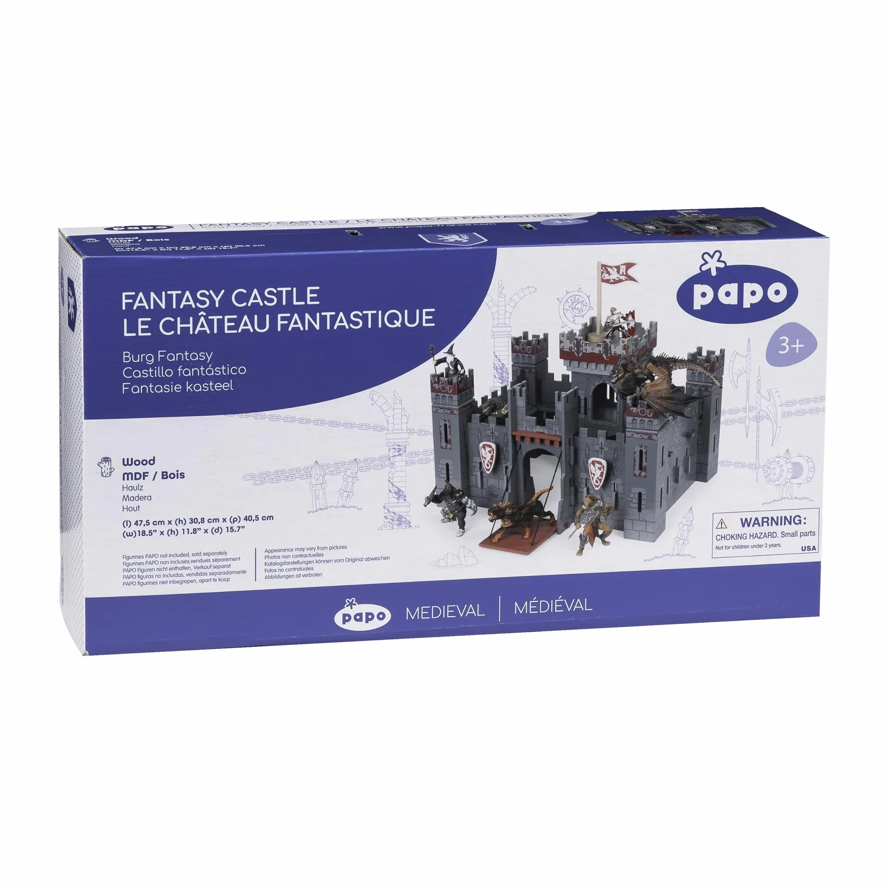 Papo - Castello Fantastico Scenario Giocattolo Bambino - 3+ - Collezione Fantastico & Medievale - Gioco Creativo Cavalieri e Draghi - Idea Regalo Giocattolo Bambina Bambino