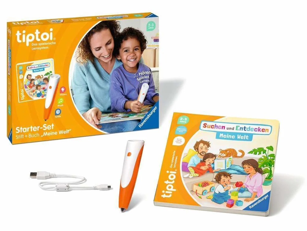 Ravensburger Tiptoi Starter Set 00112: Libro con Penna e Illustrato Search And Discover My World - Giochi educativi per Bambini dai 2 Anni - Giocattoli a Partire dai 2 Anni