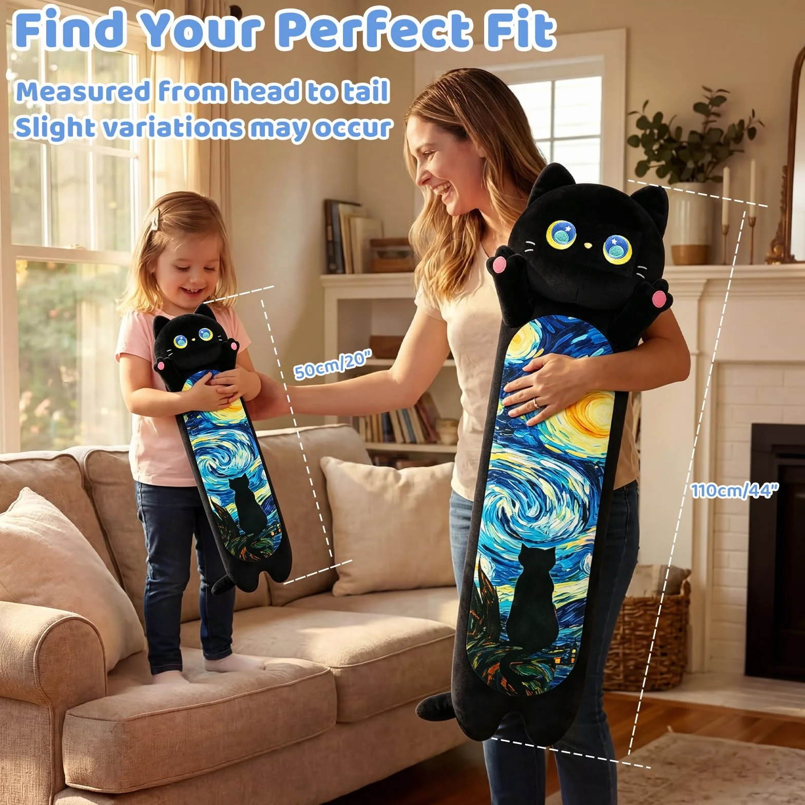 Mewaii Peluche Gatto Cuscino Lungo per Bambina 110CM Pupazzo Kawaii Giocattoli Gigante Abbraccio Morbido Cuscino Giocattolo Compleanno Regali per Lei Ragazza