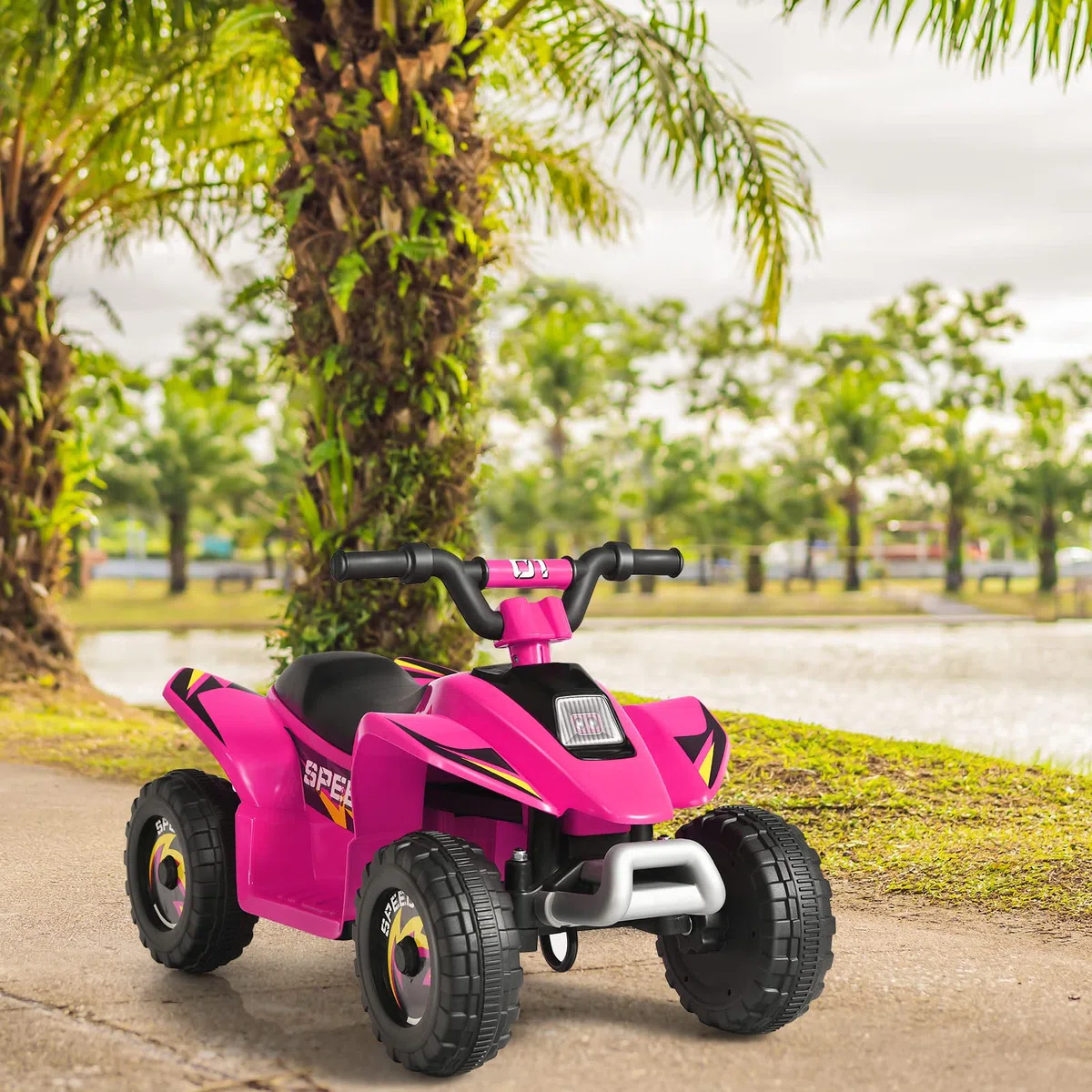 GYMAX Quad Elettrico per Bambini 3+ Anni 6V 72x39,5x45,5 cm Rosa