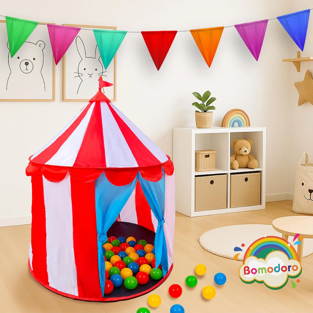 Tenda Pop Up a forma di Circo per Bambini, Casetta Recinto da Interno, Altezza 150 cm