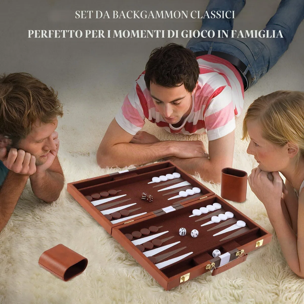 Set-backgammon, Valigetta Backgammon da 11 Pollici con Accessori Completi, Set Backgammon Portatile da Viaggio con Maniglia per il Trasporto, per Adulti (Marrone)
