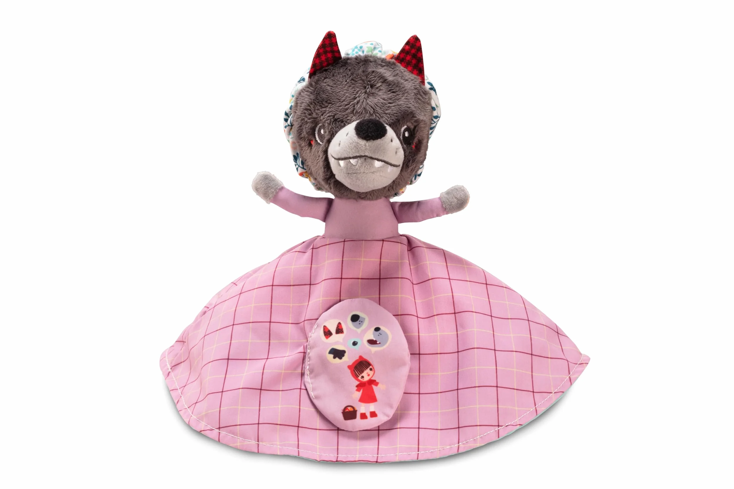 LILLIPUTIENS - Marionetta reversibile Cappuccetto Rosso - 3 personaggi in 1 - Racconto interattivo dai 12 mesi - Stimola l’immaginazione, la motricità e la vista - Racconta la storia con la marionetta