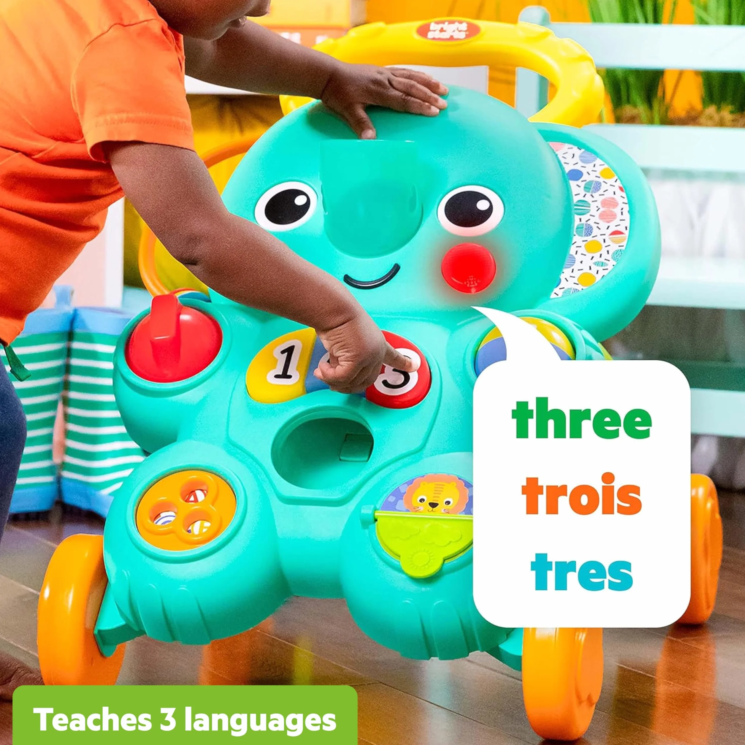 Bright Starts Stroll 'N Roll 2 in 1 Ball Play Walker - Elefante con luci e musica, unisex, 6 mesi +