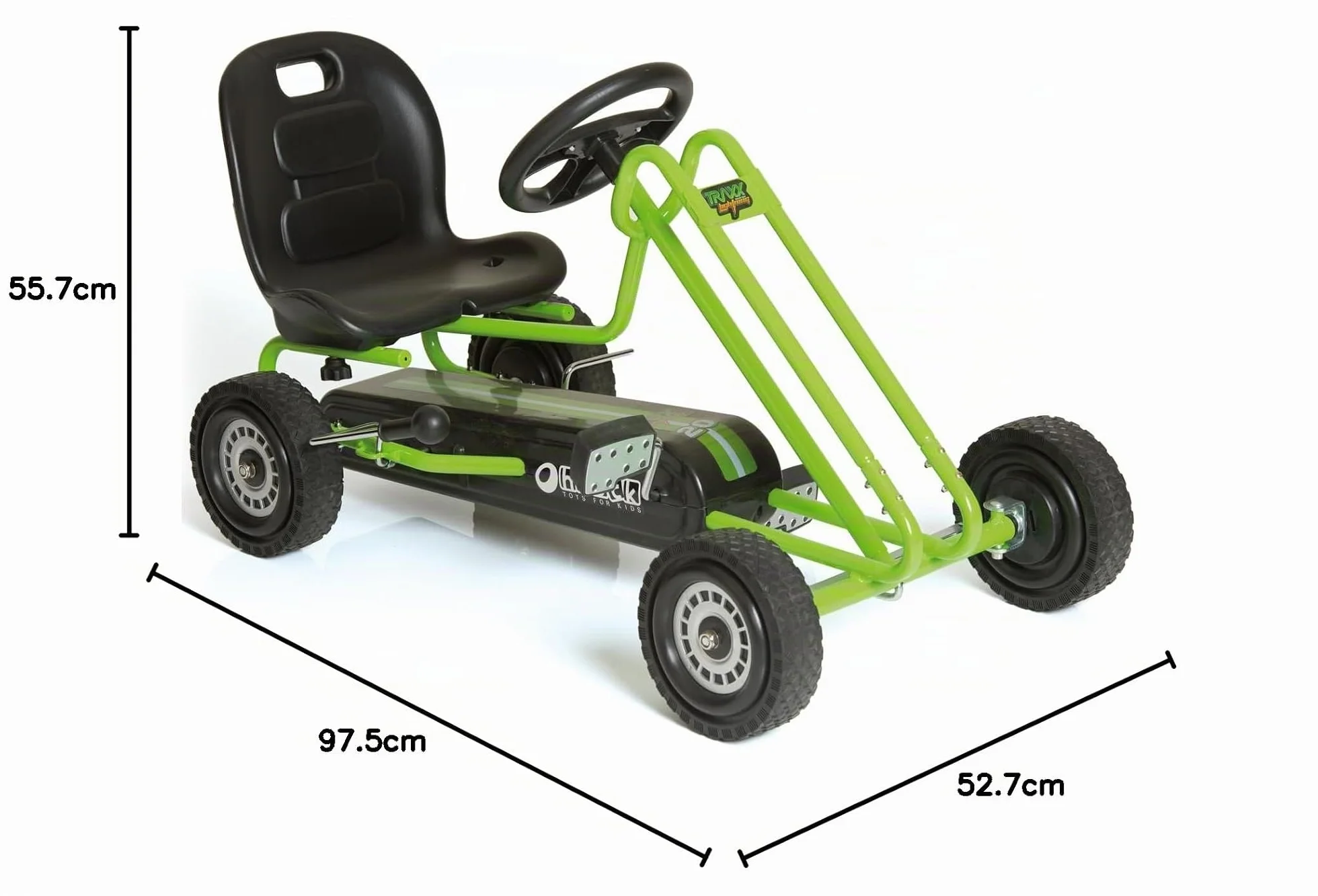 Hauck Go Kart Lightning - Macchina Cavalcabile per Bambini con Freno a Mano, Sedile Regolabile, Ruote in Gomma, Verde, fino a 50 Kg