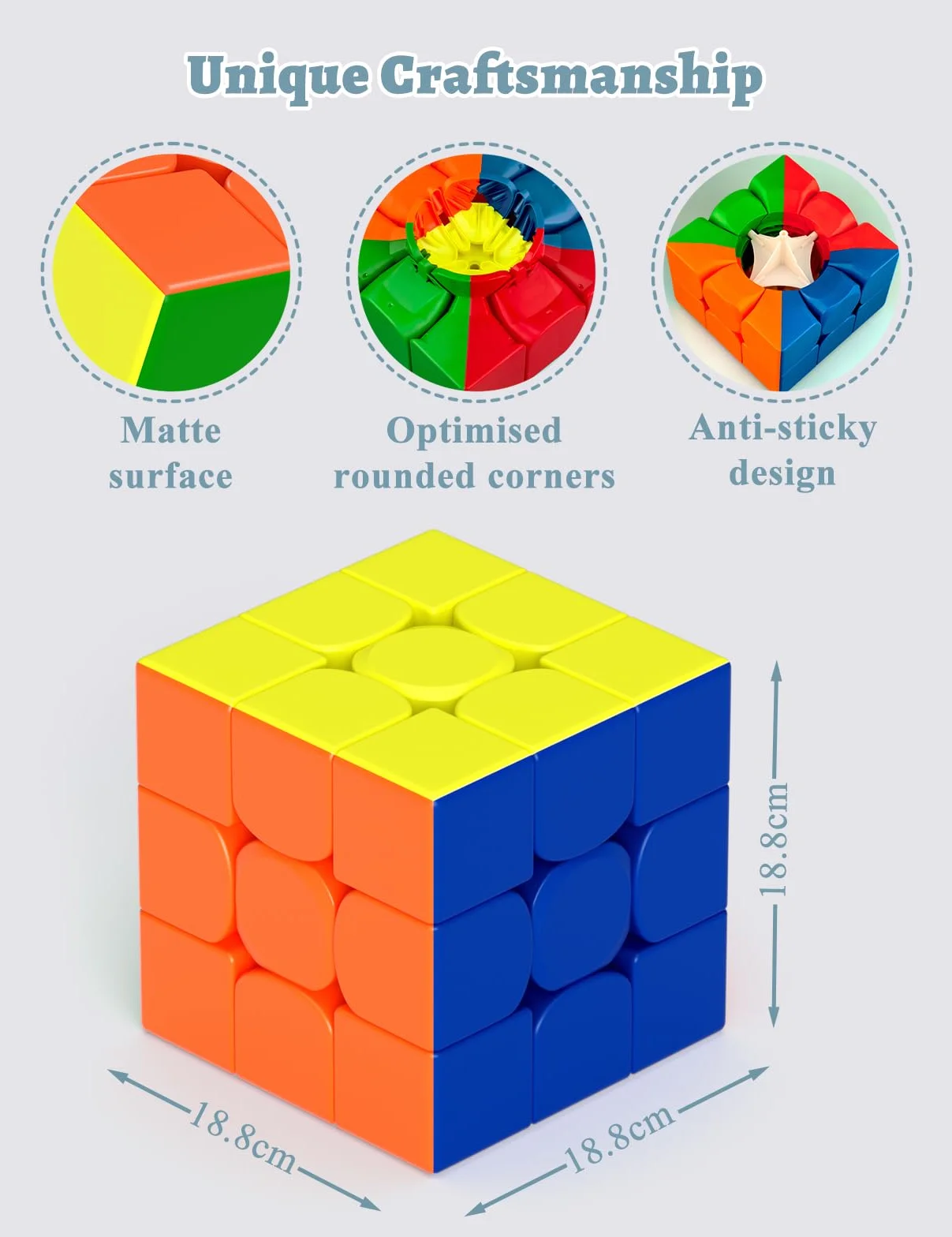 ROXENDA Cubo Magico 3x3x3 Extra Large – 18,8CM Cube Gigante, Puzzle Cubo di Velocità Regalo Perfetto per Bambini e Adulti
