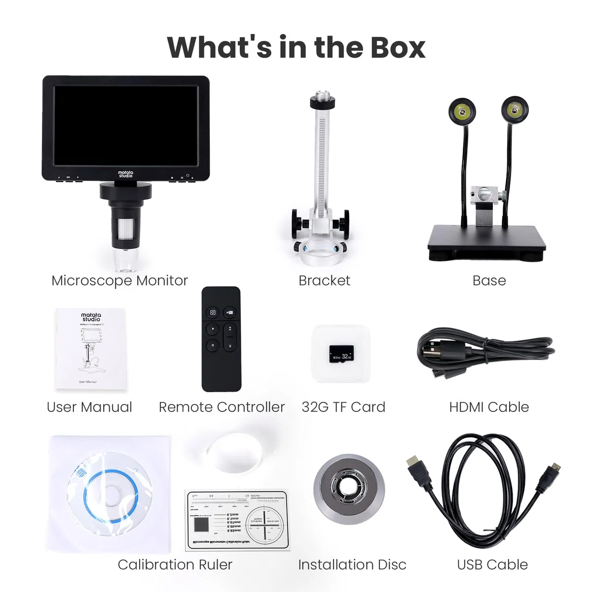 Matatastudio Microscopio digitale MT2 1200X HDMI con schermo IPS HD da 7'', Microscopio di saldatura con lente d'ingrandimento per monete 1080P per bambini e adulti, 10 luci LED, compatibile con