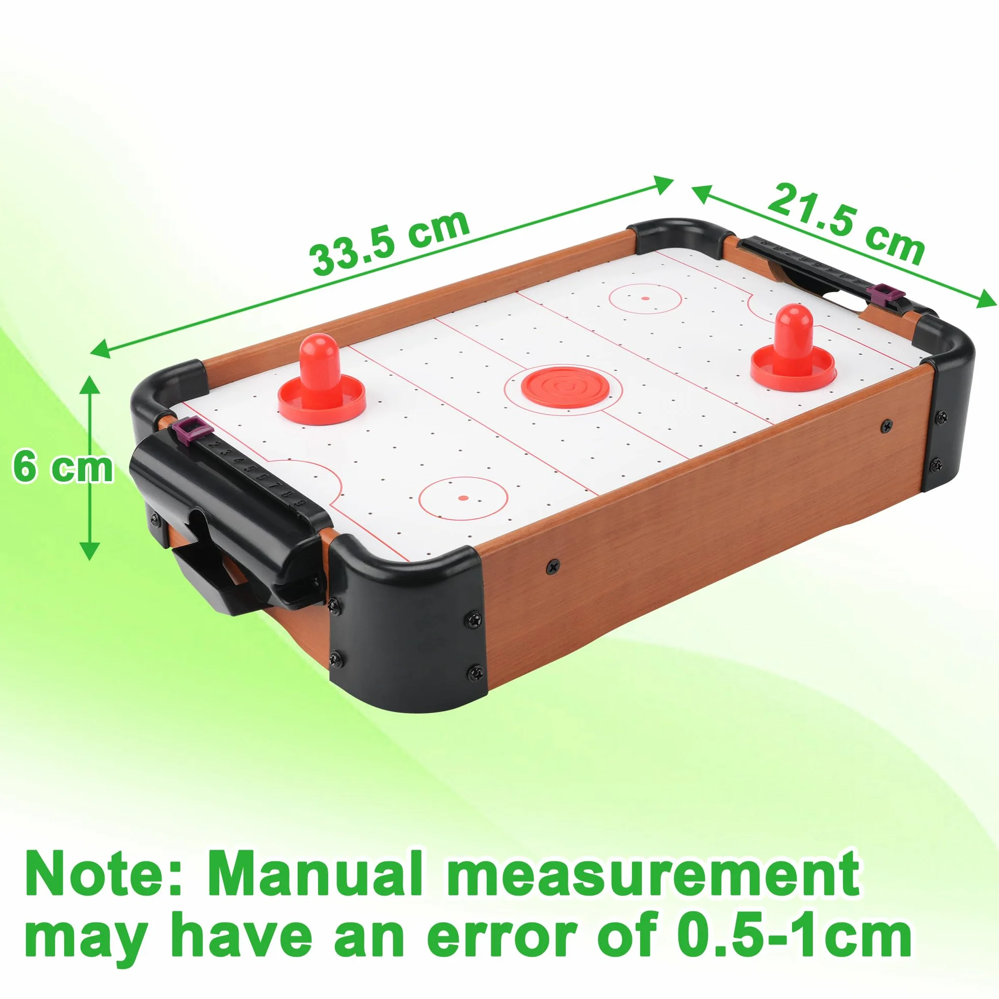 Mini Air Hockey da Tavolo in Legno MDF - Gioco Hockey ad Aria Portatile con Ventola Potente e Accessori