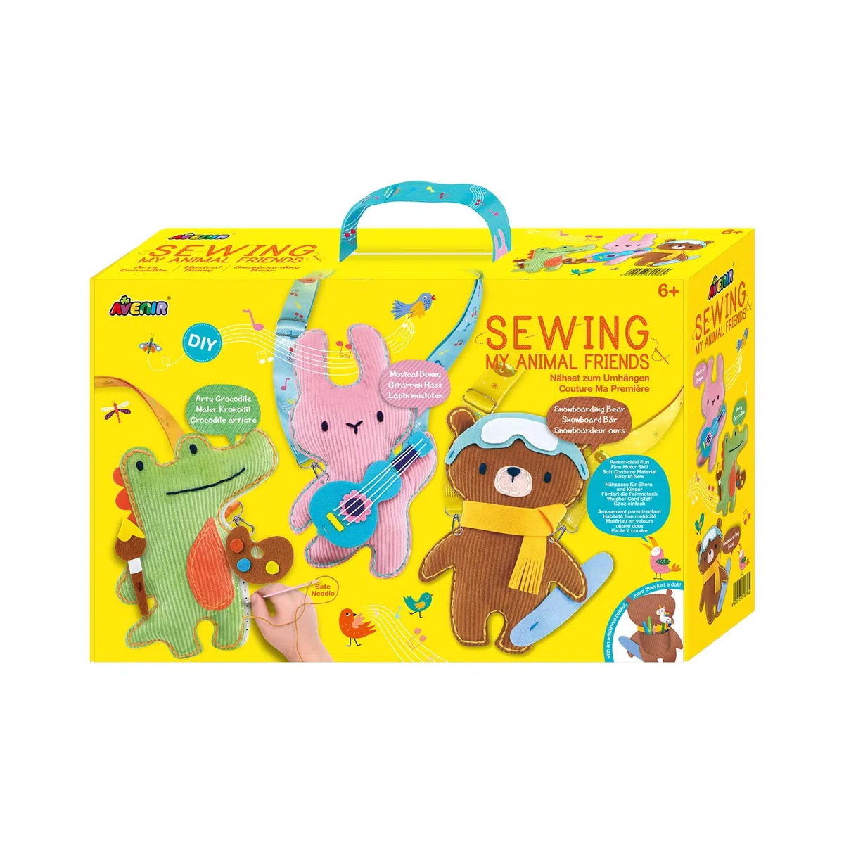 Avenir DYI 6301576 - Set da cucito con animali a tracolla, set da 3 pezzi, per bambini, dai 6 anni in su