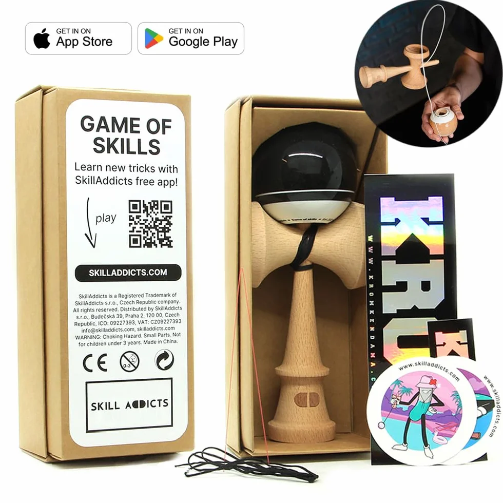 Starter Kendama, moderno kendama in legno, originale per trucchi, per bambini e adulti, colore nero