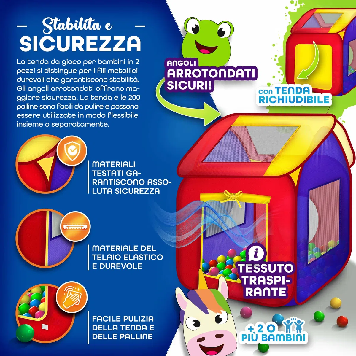 KIDUKU Tenda da gioco per bambini pop up con 200 palline borsa da esterno