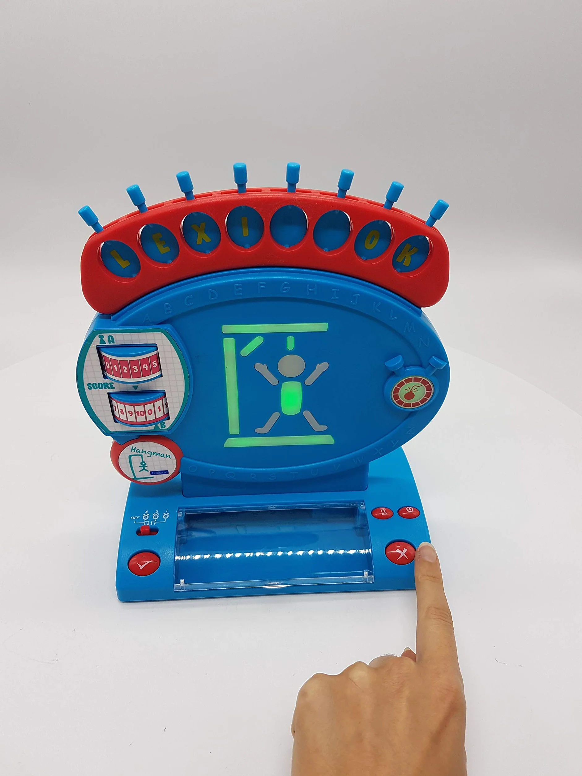 Lexibook, Boia elettronico, gioco da tavolo per bambini e famiglie, ortografia e vocabolario, effetti luminosi e sonori, 2 giocatori, blu/rosso, JG800