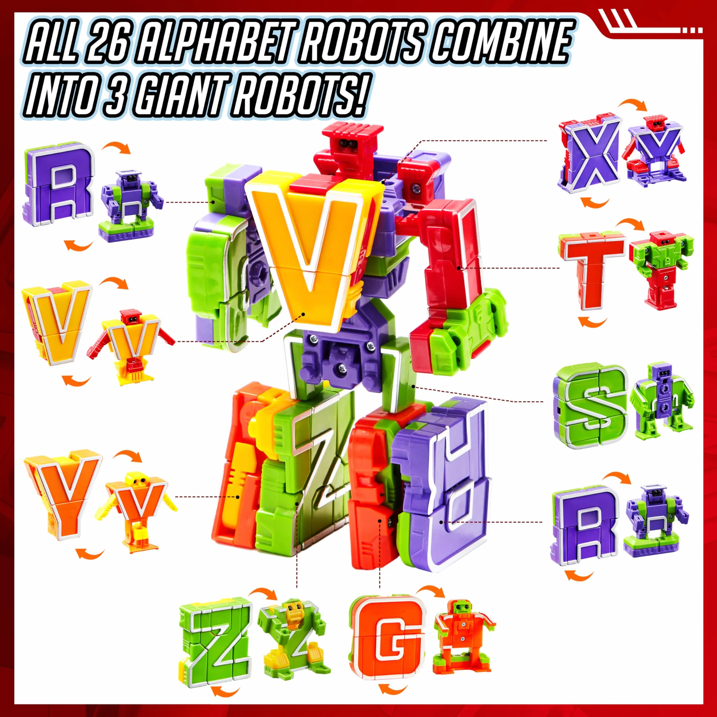 JOYIN 26 Letrabots Alfabeto Lettera Robot Giocattolo per Bambini Letra Bots Educativo Festa di Compleanno Giocattolo per l'Educazione Pre-Scolastica
