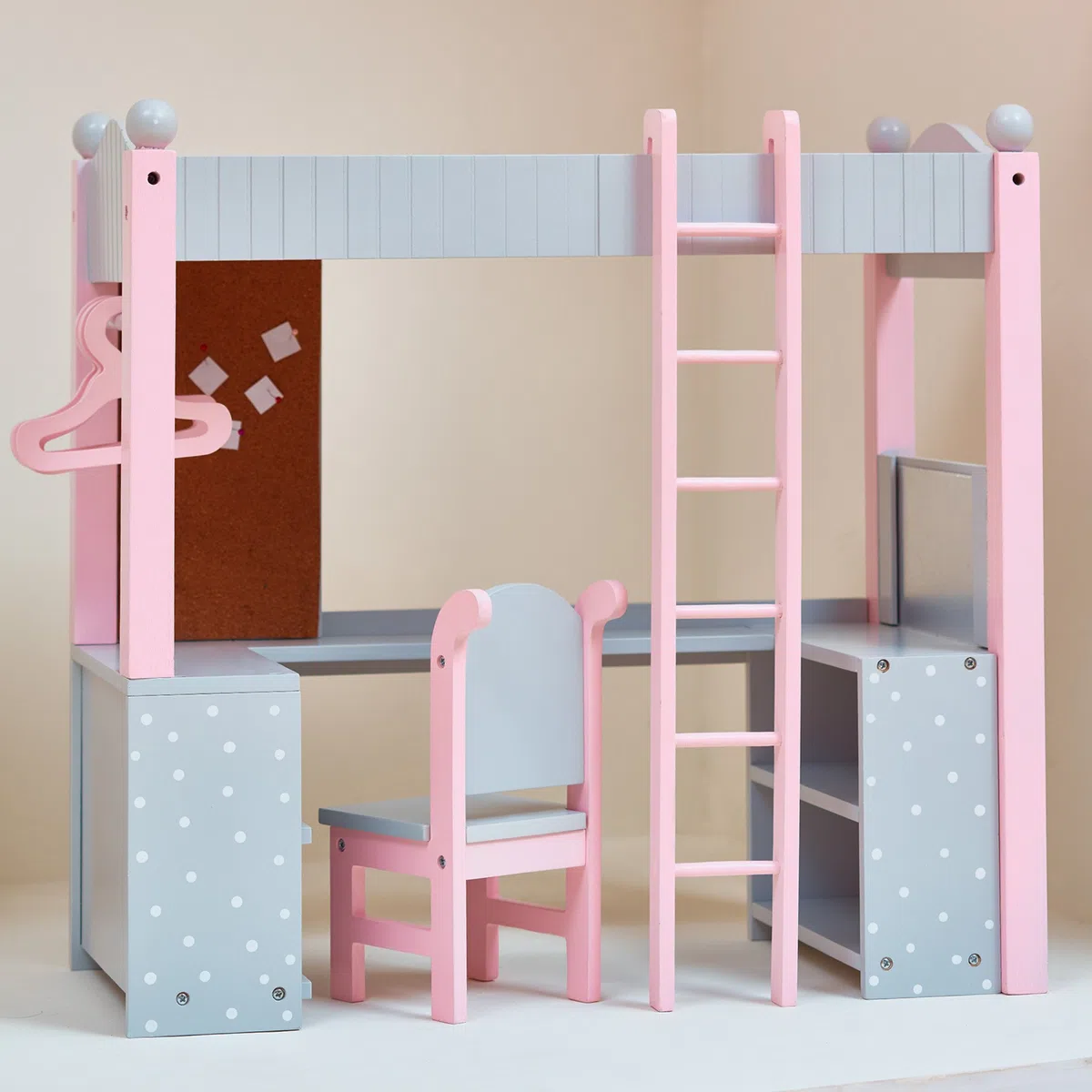 Letto a Castello e scrittoio Legno per Bambole da 40 cm Olivias World TD-0204AG