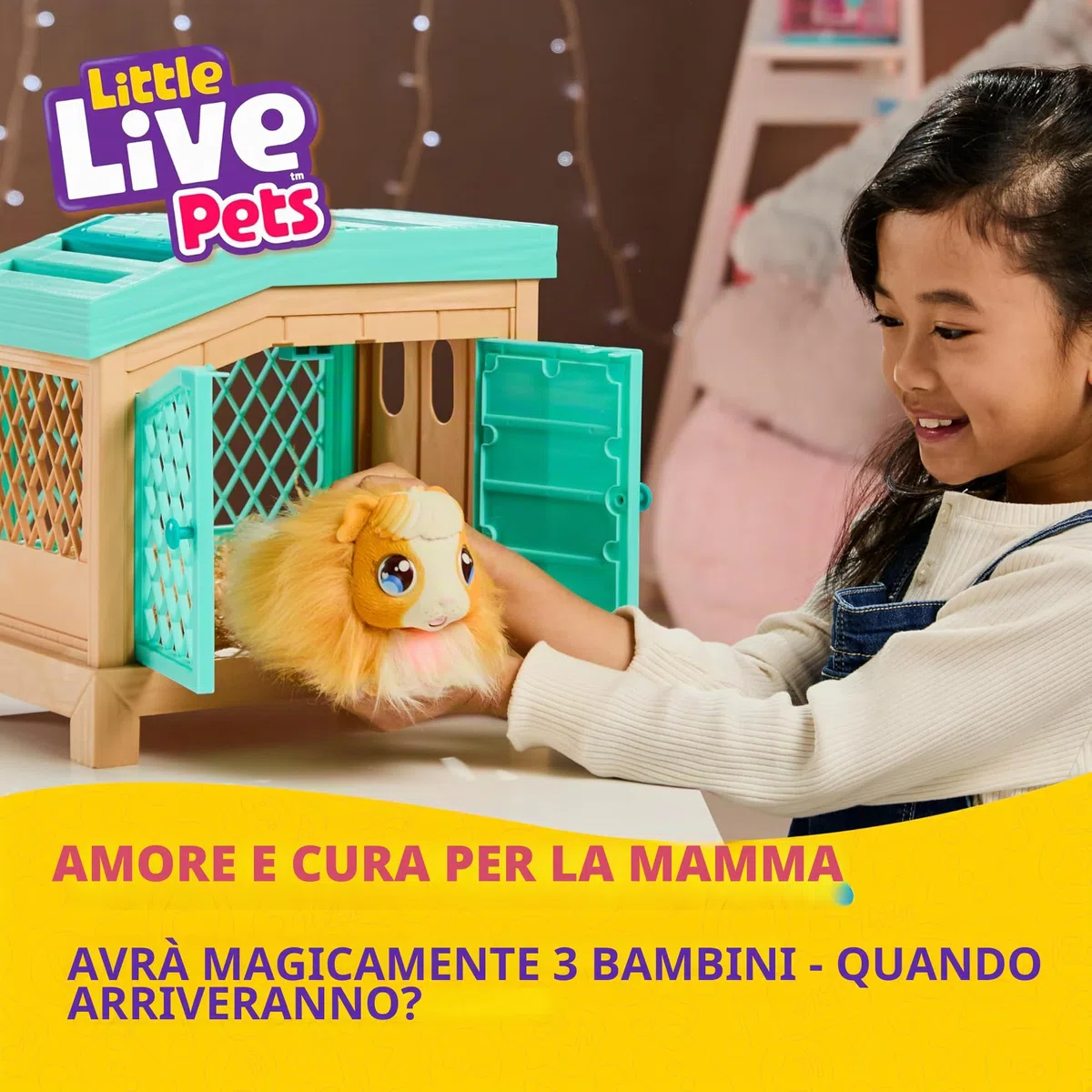 Little Live Pets Mama Guinea Pig and Hutch 26410 Interactive Toy 20+ Sounds Ages 4+