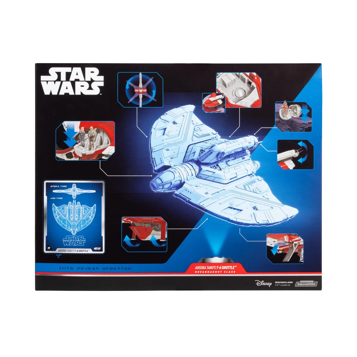 Star Wars Micro Galaxy Squadron Ahsoka Tanos T-6 Jedi Shuttle - Veicolo da 33 cm con ali rotanti e tre microfigure da 2,5 cm come accessorio