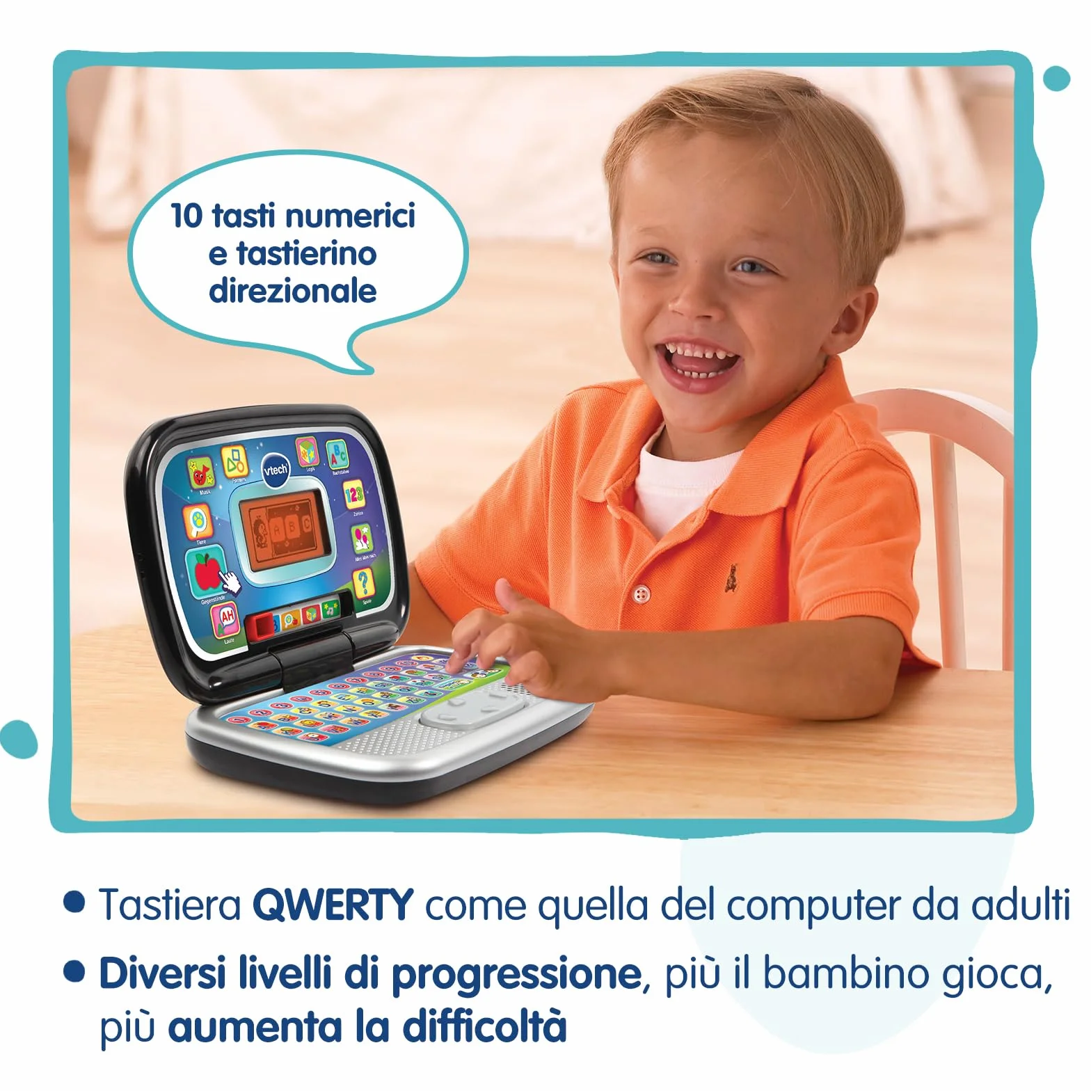 VTech Bit Smart Computer Rosa, Computer Interattivo per Bambini, Computer con Mouse ed Effetti Luminosi, Comoda Maniglia, Gioco Bambino con Animali e Forme, Lingua Italiana, Batterie Incluse, 3-7 Anni
