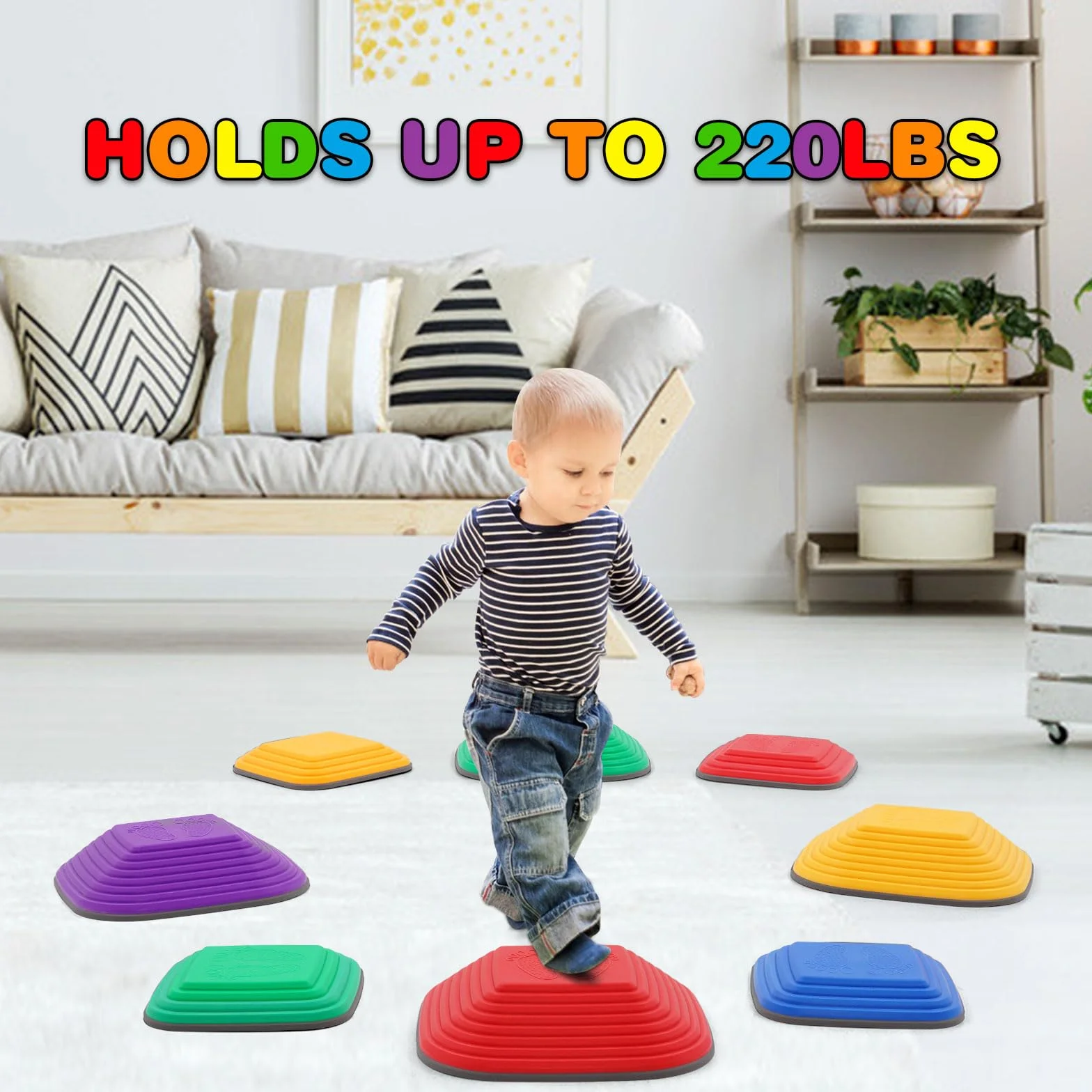 Pietre di Bilanciamento Bambini 8PCS Stepping Stones Psicomotricità Equilibrio Impilabili Antiscivolo Percorsi Ostacoli Interni Esterni