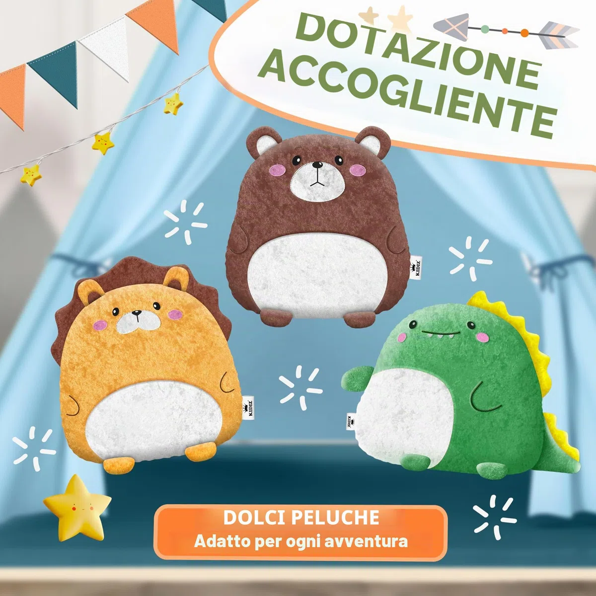 KIDIZ® Tipi Tenda da gioco per bambini 100 x 100 x 160 cm cotone con LED