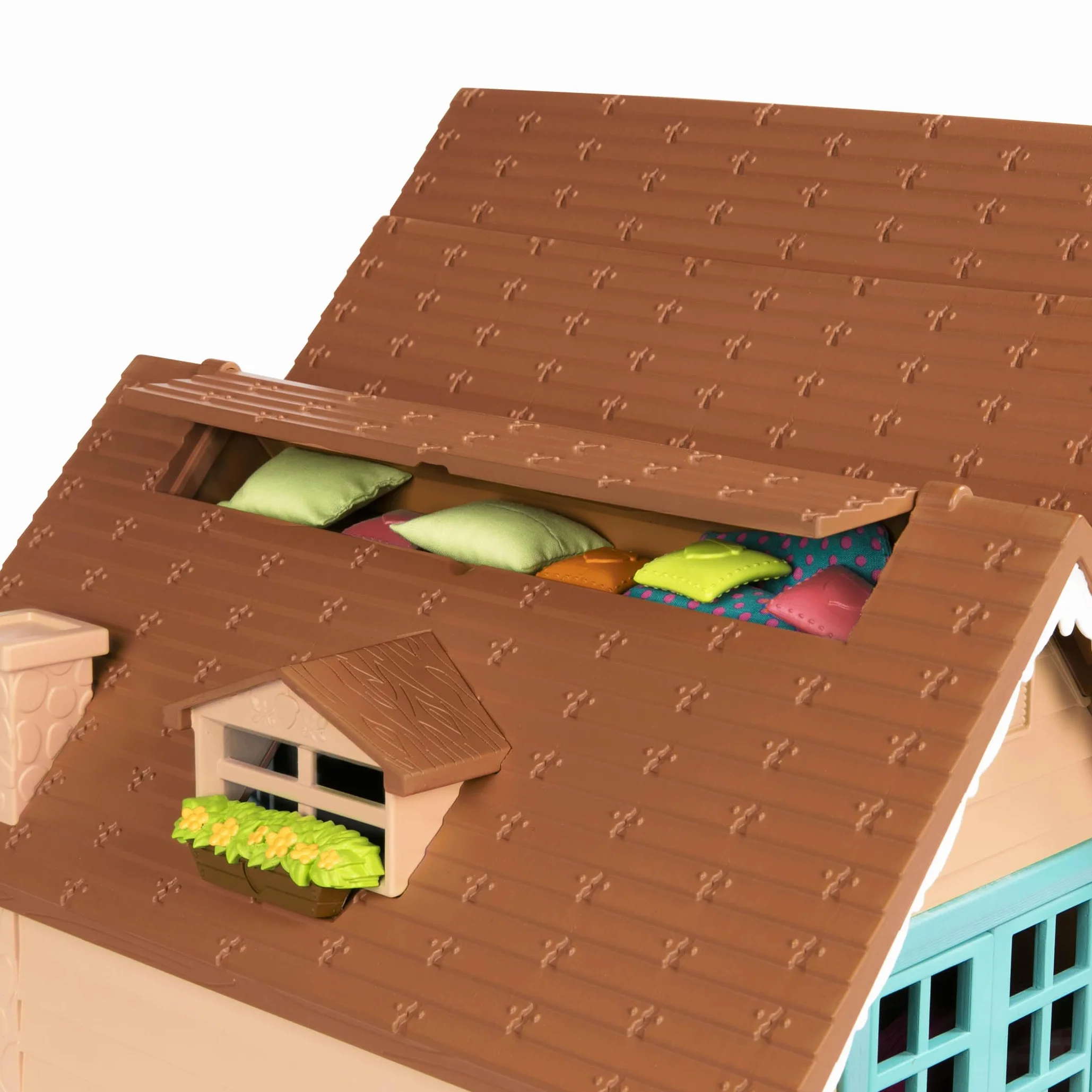 Li'L Woodzeez - Honeysuckle Hillside Cottage - Set di giocattoli da 20 pezzi con casetta per giochi, mobili e accessori - Case in miniatura e set da gioco per bambini dai 3 anni in su