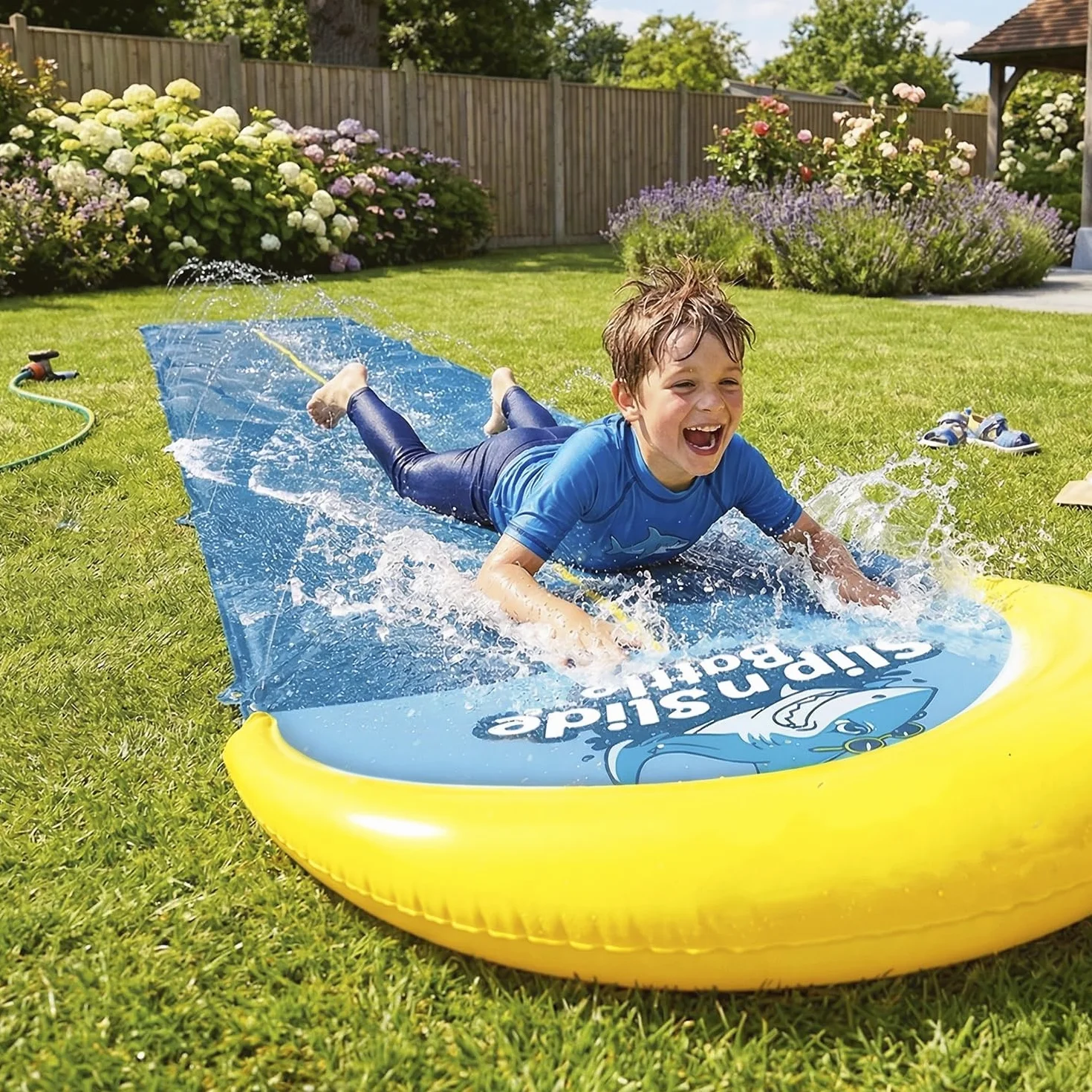 Official VentriBattle | Scivolo a Doppio Binario | Tubo dell'Acqua collegabile | 10 Metri | qualità Premium | Scivolo Slip'n Slide | Gioco d'Acqua all'aperto | + Spesso | + Rigido | + Veloce