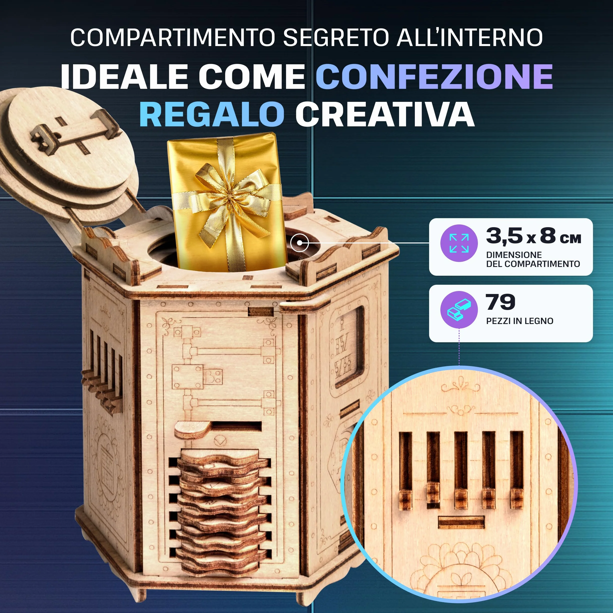 ESC WELT Fort Knox Box PRO - Puzzle 3d in Legno - Pasqua Rompicapo in Legno Difficile - Escape Room Gioco da Tavolo -Scatola Segreta Rompicapo con Scompartimento Nascosto - Giochi di Logica per Adulti