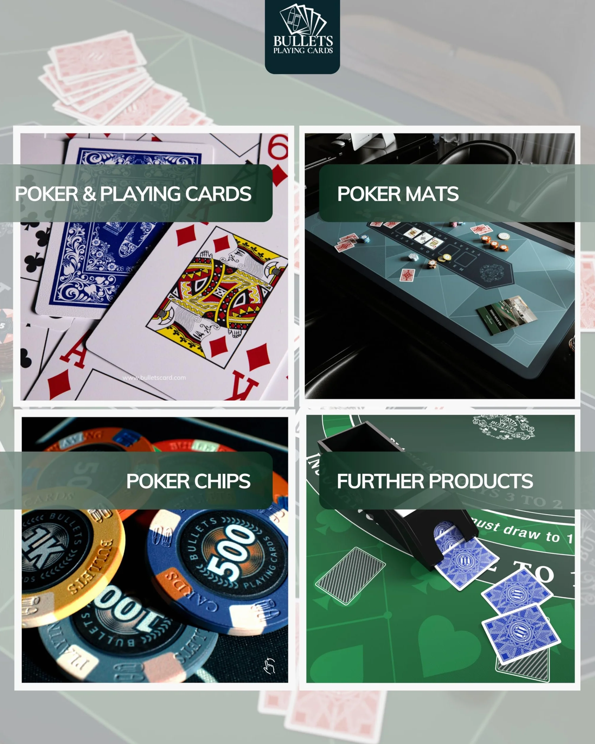 Poker Set Deluxe con 500 fiches Carmela Clay e Carte da Poker Bullets Playing Cards